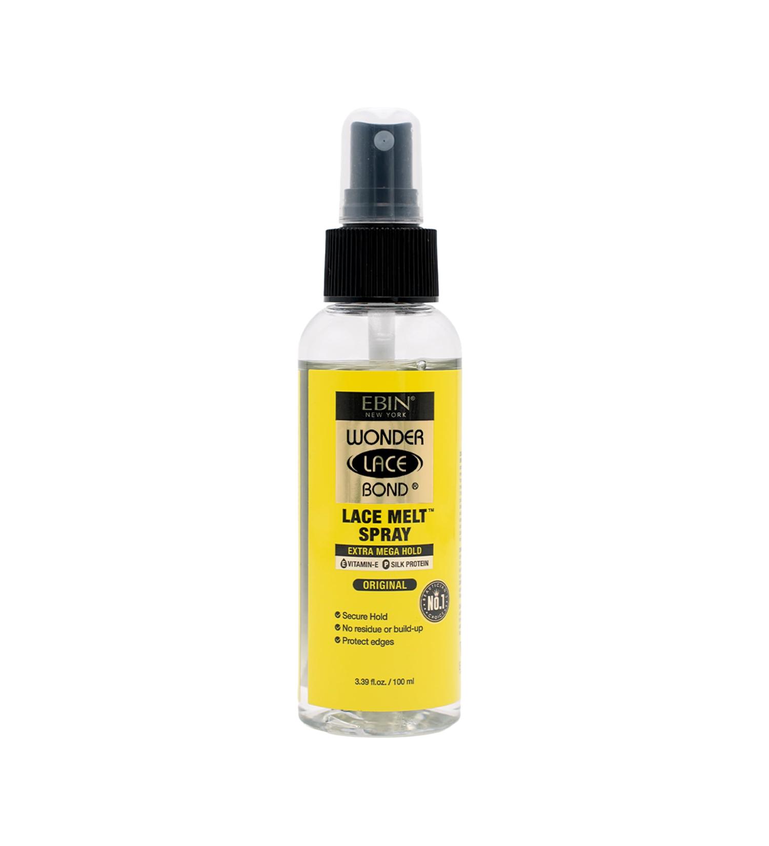 EBIN NEW YORK Wonder Lace Bond Melt Spray 3.39 oz / 100ml - Extra Mega Hold (Original) | Flawless Natural and Seamleass finish No Reside Long Lasting Formula with Protecting Edges Perfect for wigs 3.39 Fl Oz (Pack of 1) Original - Buy Online on GoSupps.com
