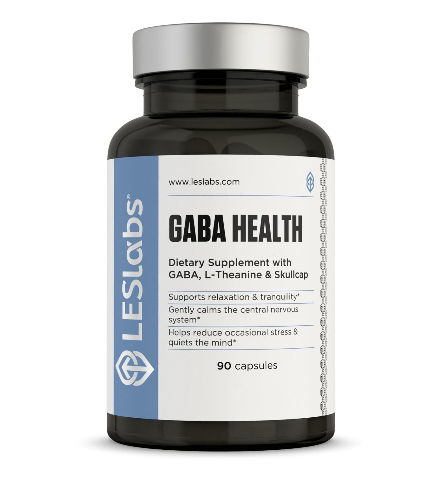 LES Labs GABA Health Calm Mind & Relaxation Stress Relief Neurotransmitter Support & Deep Sleep GABA Taurine Passionflower Skullcap L-Theanine & Magnesium Non-GMO Supplement 90 Capsules - Buy Online on GoSupps.com
