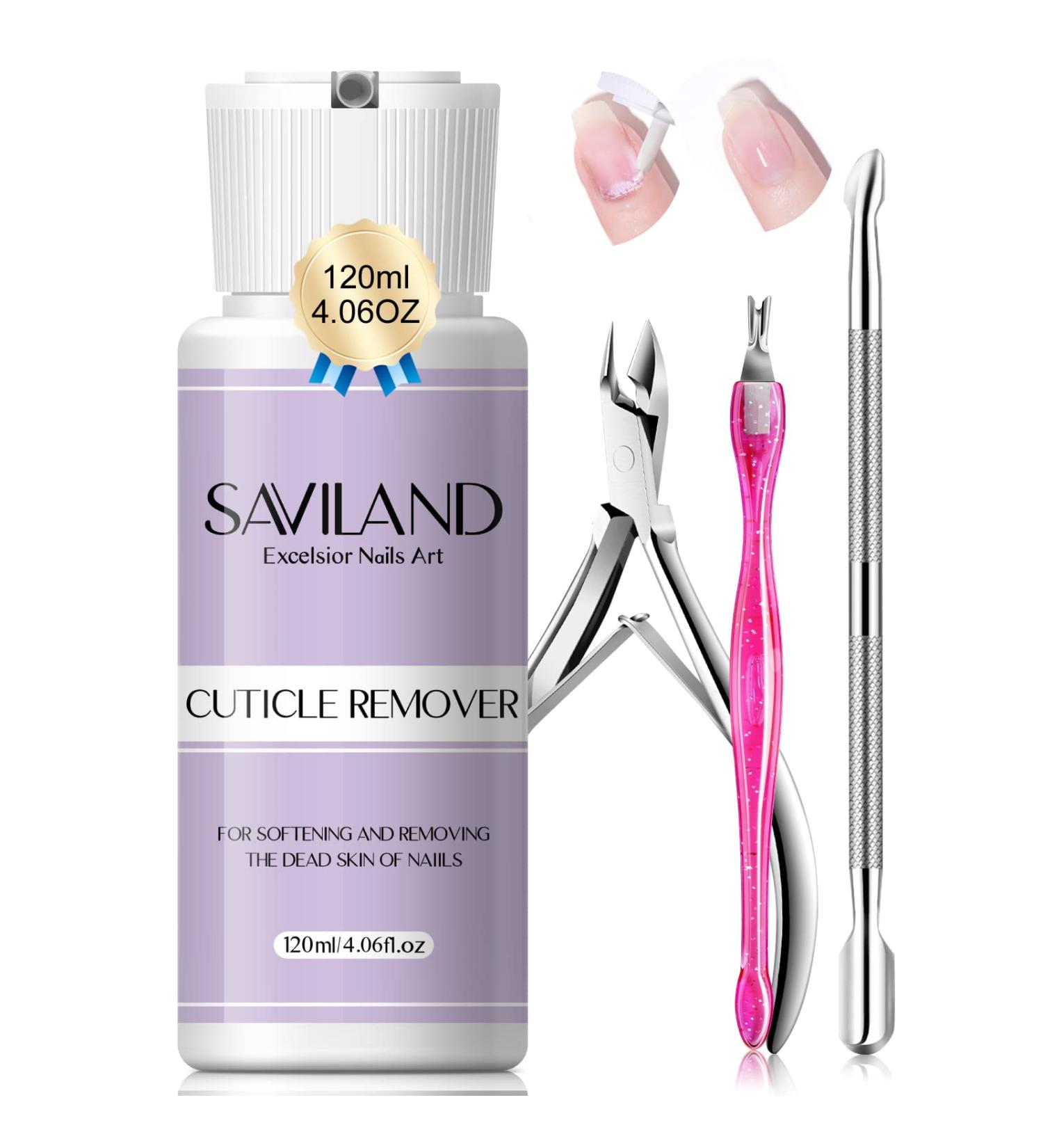 Saviland Cuticle Remover Kit - 120ML Cuticle Cream with Trimmer Nipper & Pusher - Nail Care Tools for Salon & DIY - 4.06 Oz - Buy Online on GoSupps.com
