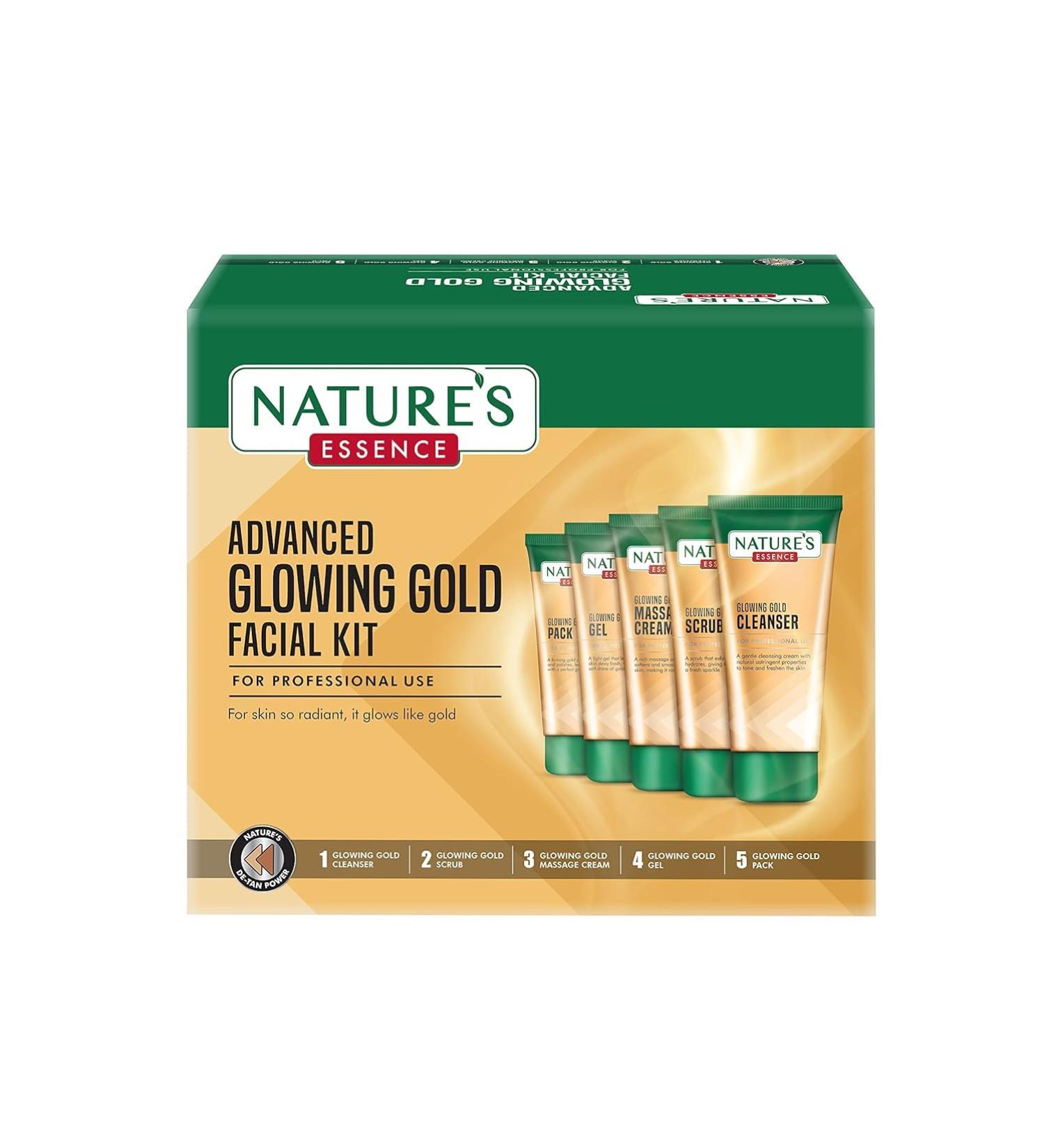 Natures Essence Glowing Gold Facial Kit - 500G | Brighten & Revitalize Your Skin - International Shipping Available - Buy Online on GoSupps.com