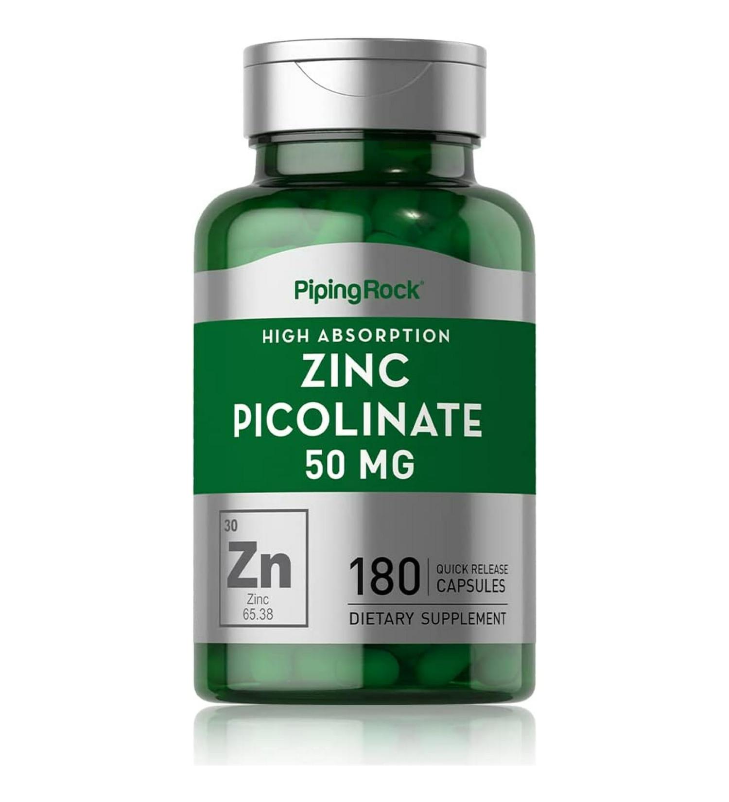 Zinc Picolinate 50mg Supplement | 180 Capsules | Piping Rock - Buy Online on GoSupps.com