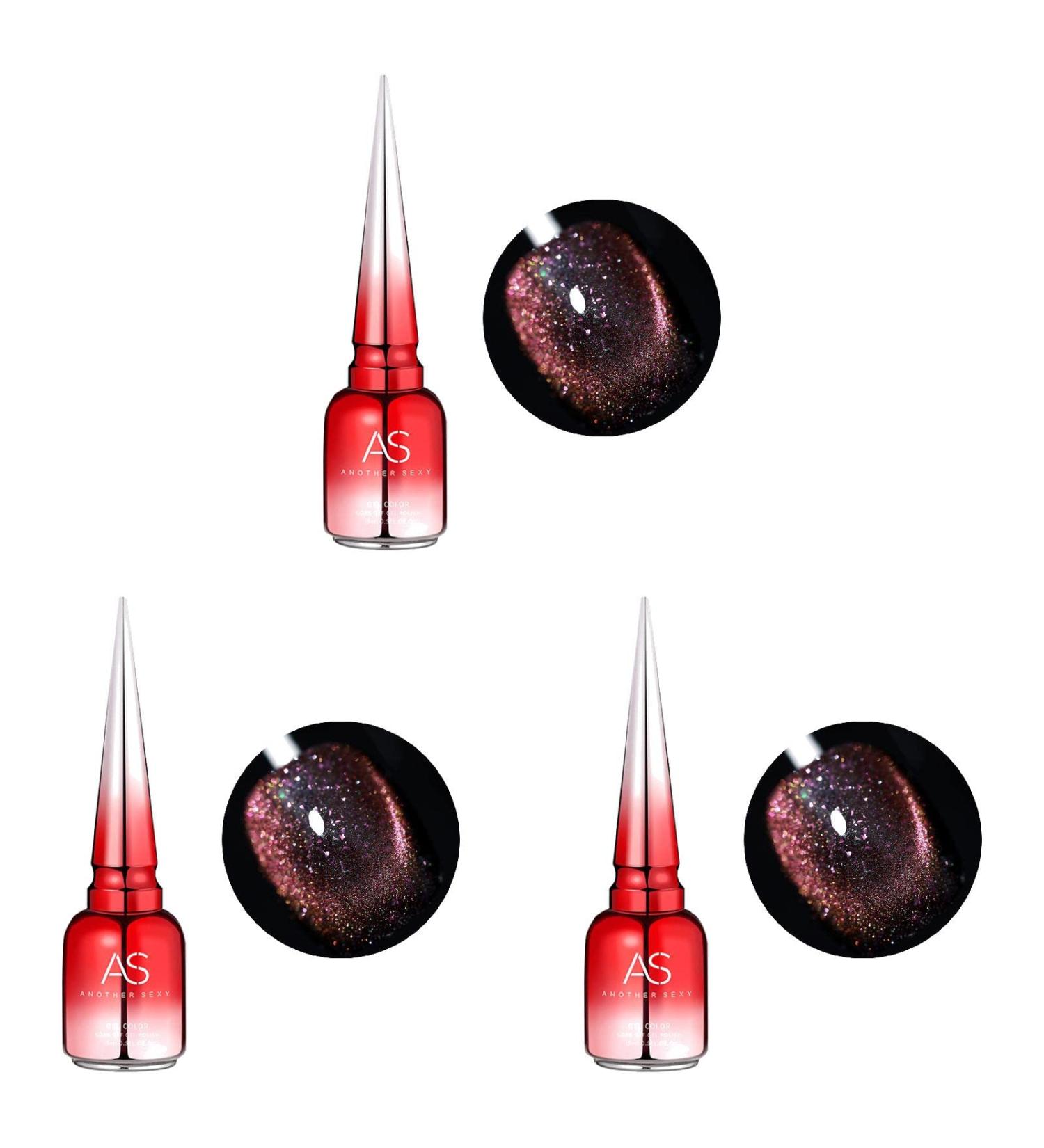 YOXIER Nail Polish Reflective Glitter Nail Sparkling Soak Off Gel Bright for Salon 9 3 Pcs