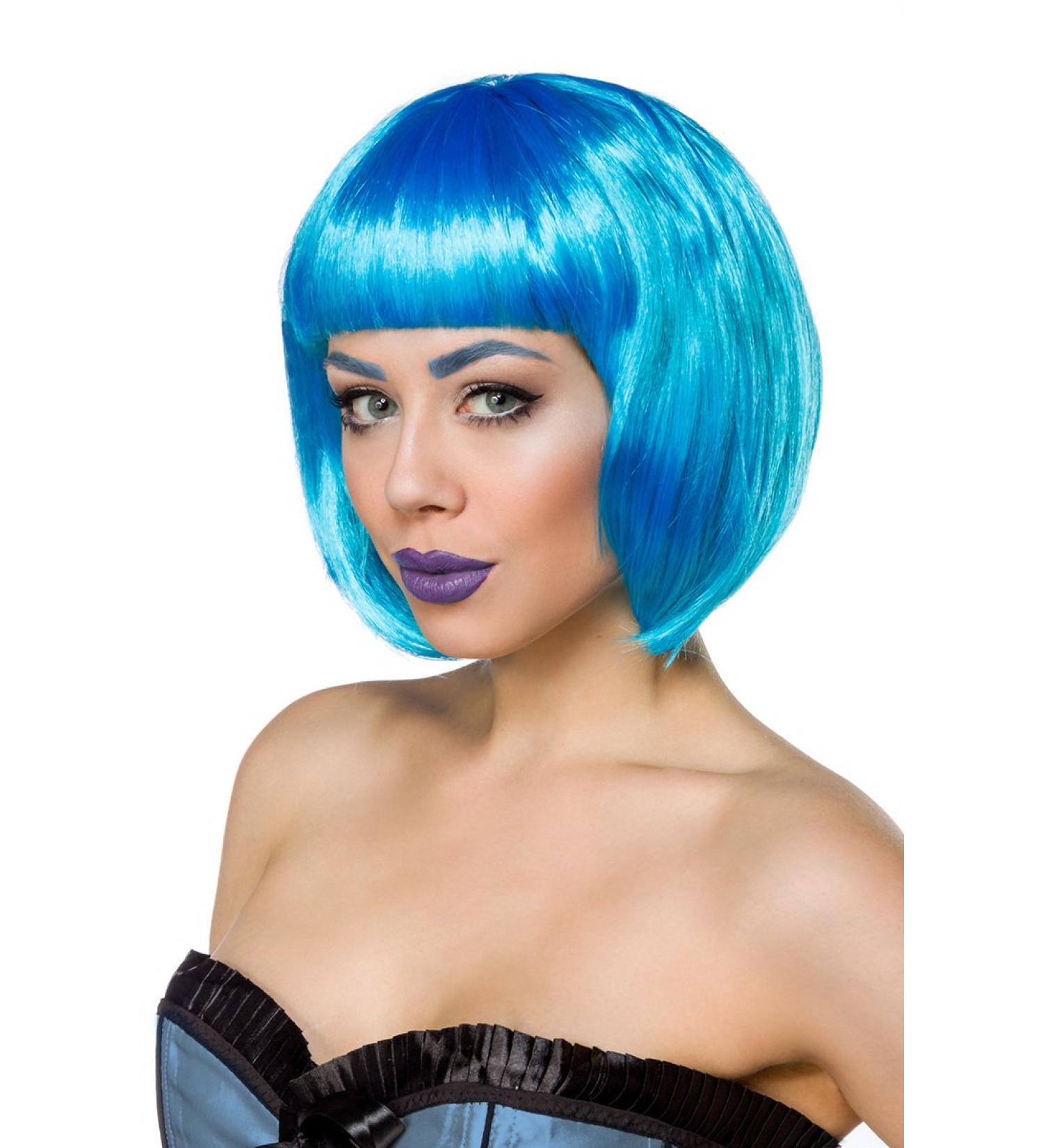 Yourdesignerz ladies bob hairstyle wig pageboy with straight bangs chin-length hair one size blue