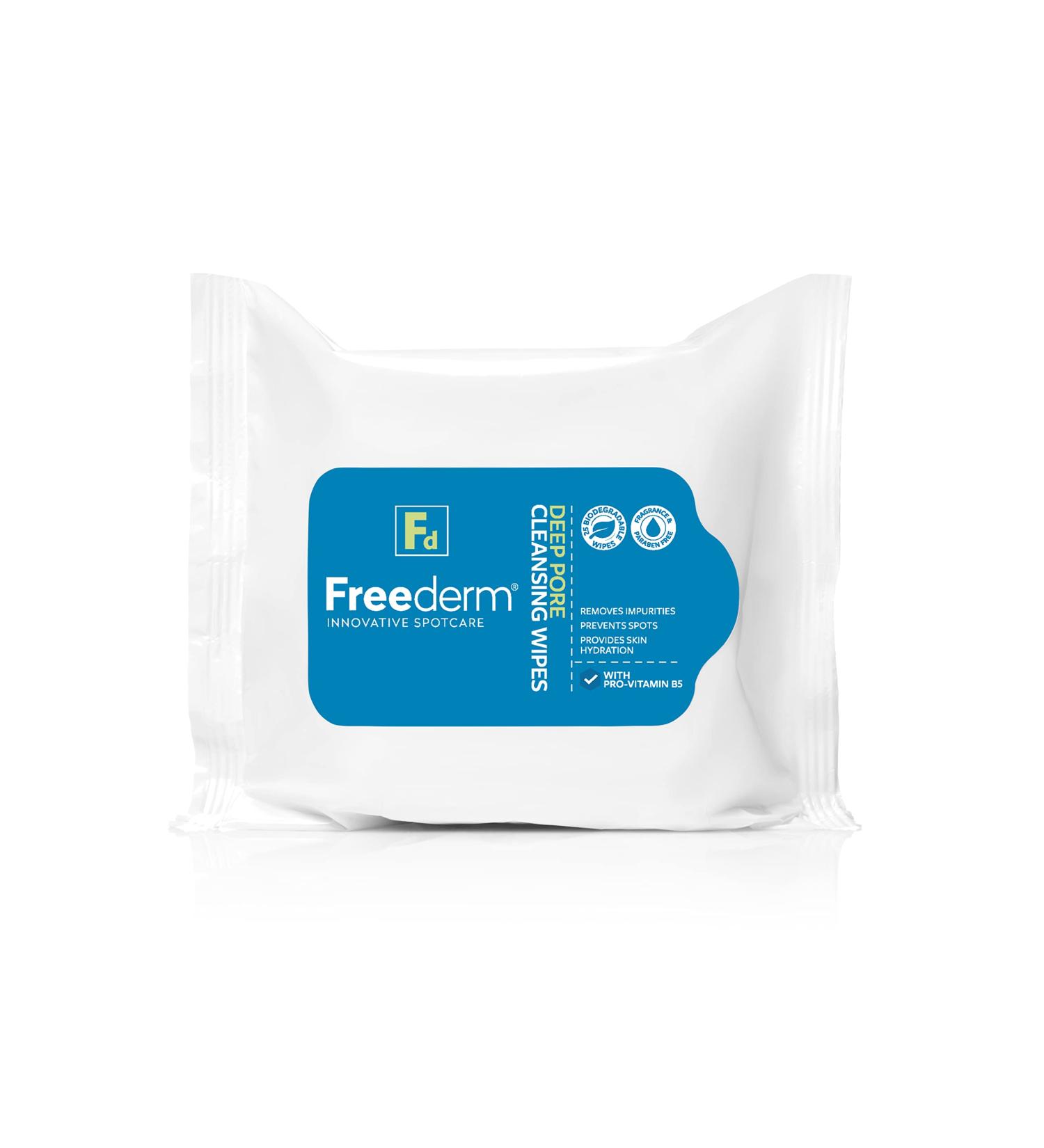 Freederm Fragrance Free Deep Pore Face Cleansing Wipes for Spot Prone Skin Fights Spot Causing Bacteria Biodegradable 25-count - Buy Online on GoSupps.com