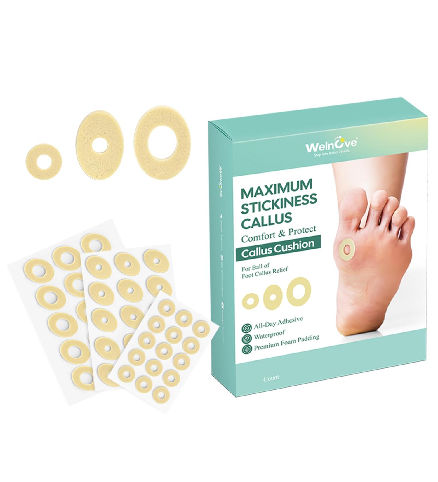 Welnove Corn Cushions for Toes - Water-Resistant Self-Stick Callus Cushions Pain Relief & Protection - 45 Count - Buy Online on GoSupps.com