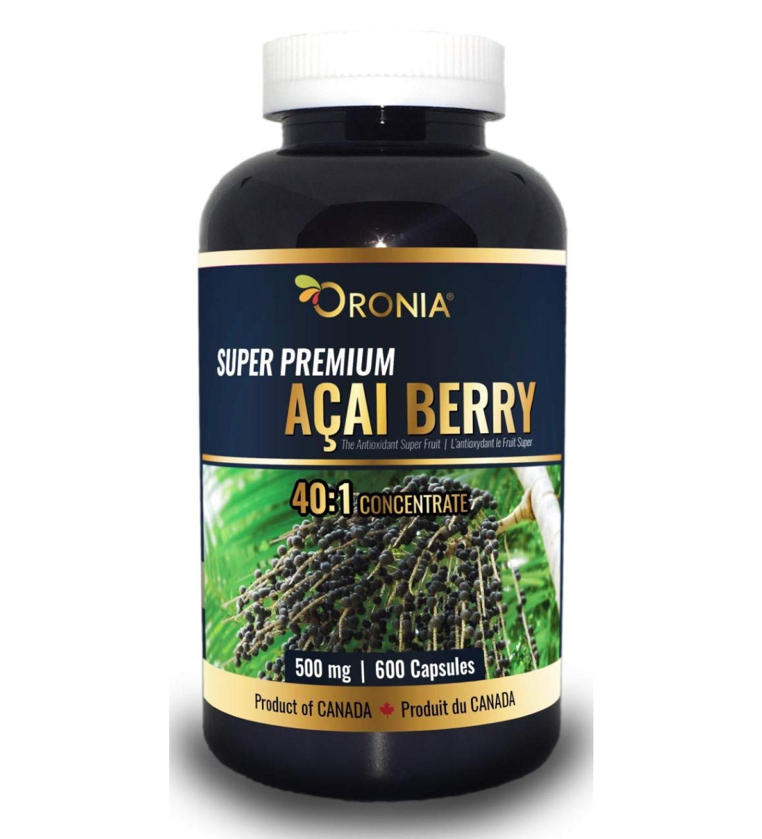 Oronia Super Premium Acai Berry 40:1 Concentrate 500mg 600 Capsules - Buy Online on GoSupps.com
