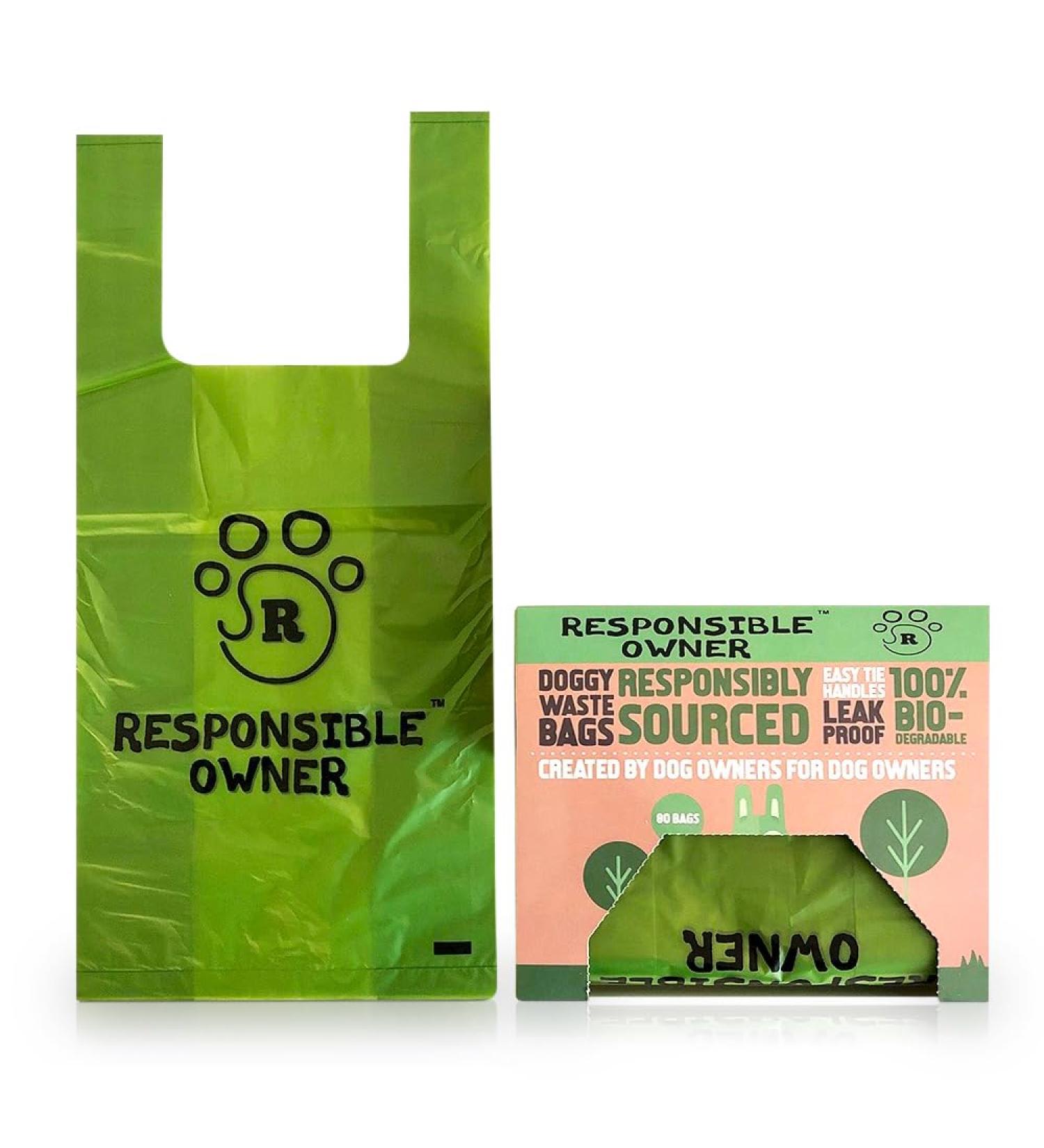 Responsible Owner Dog Poo Bags 80 Environmentally Friendly Extra Thick Super Strong 100% Biodegradable Dog Bags With Easy-tie Handles Leak-proof Each Dog Poo Bag Measures 17 x 37cm Earth Green Earth Green 1 count (Pack of 1) - Buy Online on GoSupps.com