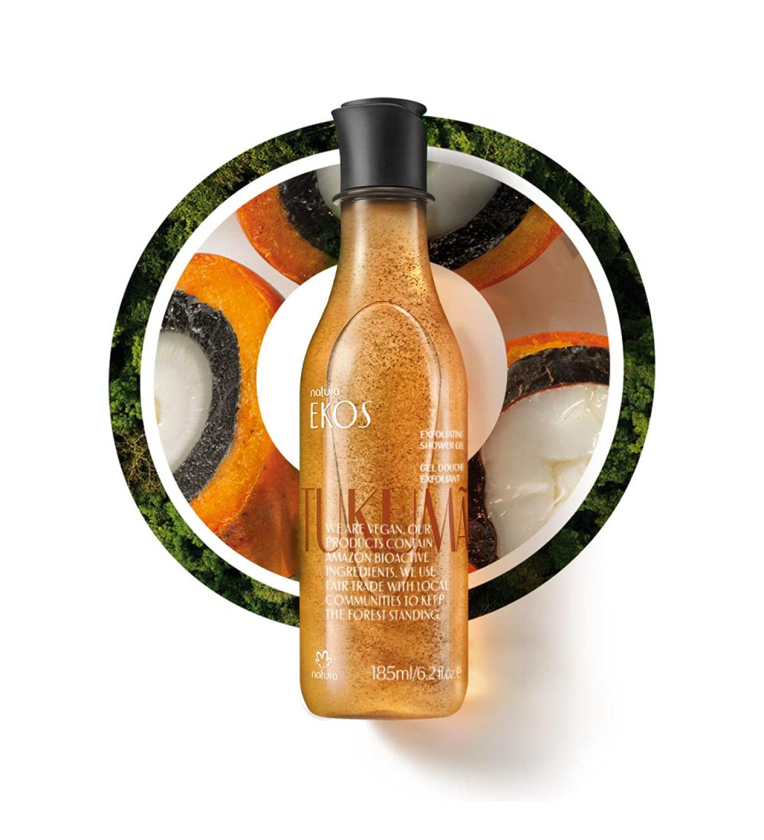 Natura Ekos Tukum Replenishing Exfoliating Shower Gel 185ml - Hydrating Body Wash - Buy Online on GoSupps.com