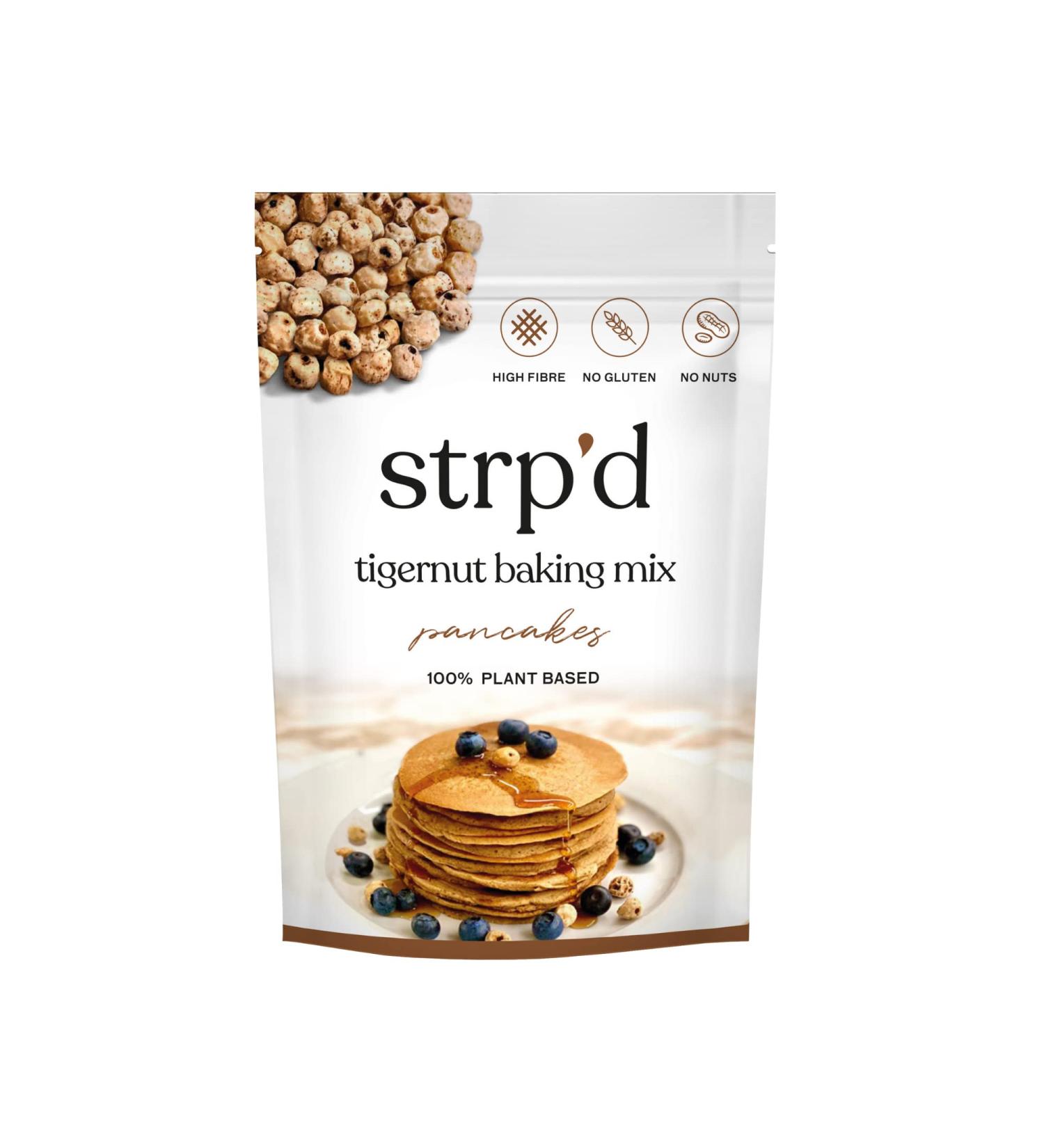 Pancake Mix by strp'd | Gluten Free Nut Free Refined Sugar Free Baking Mix | Made from Tigernut Flour | Grain-free | High in Fibre | Naturally Sweet | Vegan Friendly Pancake Mix - Buy Online on GoSupps.com