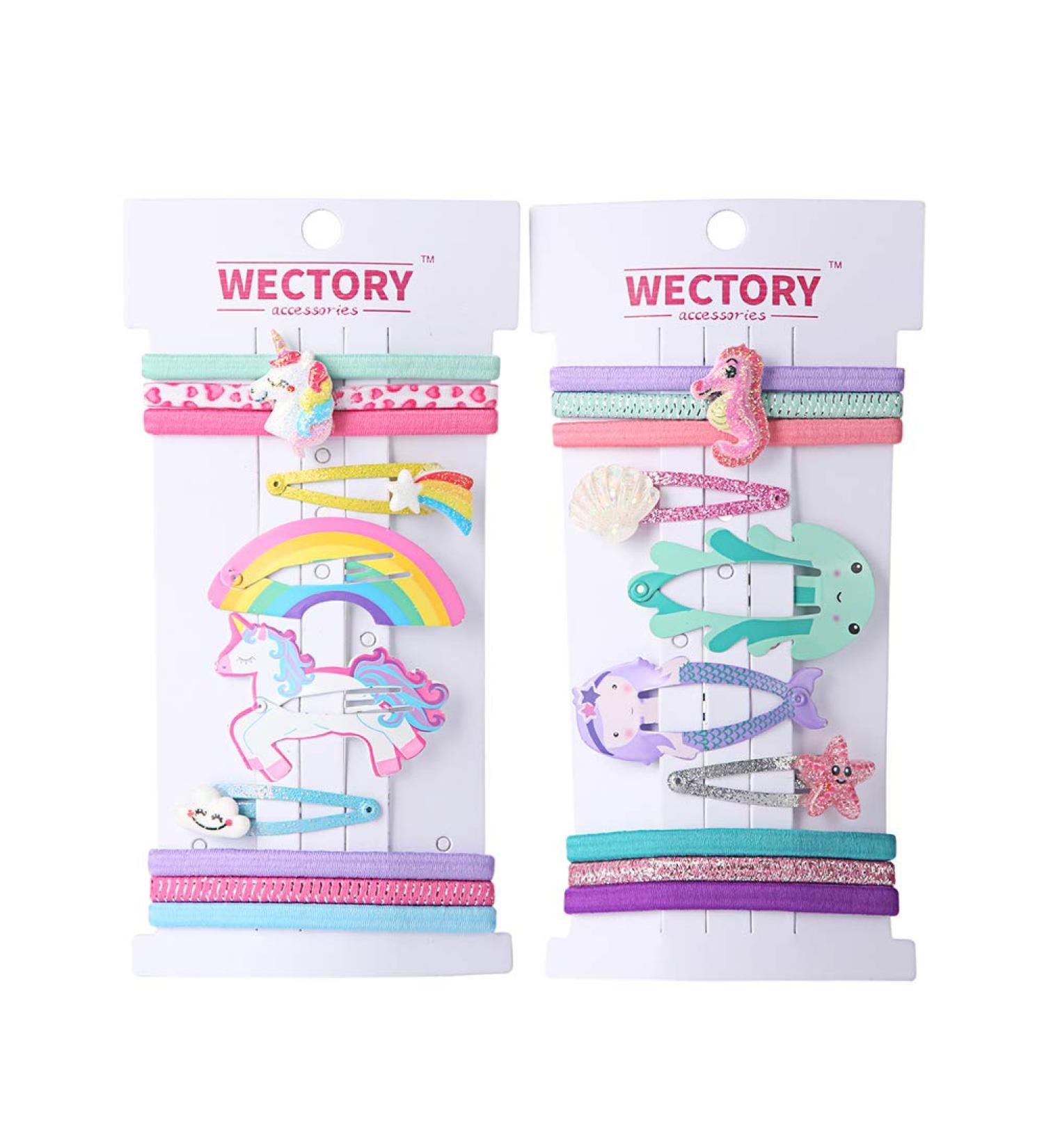 WECTORY Girl's Hair Clips Hair Ties Hair Bands Elastic Ponyholders Hair Accessories For Girls Women Assorted styles 2 Packs (20Pcs) Bright Multi
