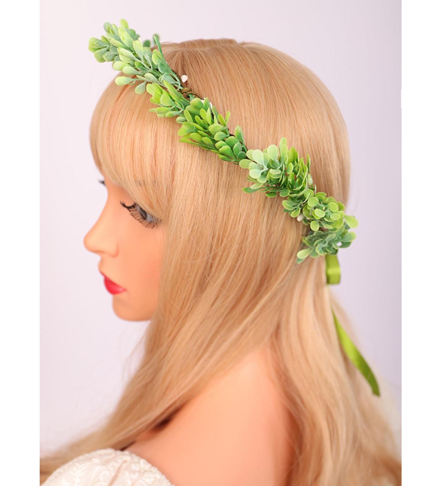 Shop Wiwpar Boho Green Leaf Floral Headband | Wedding & Holiday Hair Accessories for Women & Girls - Buy Online on GoSupps.com