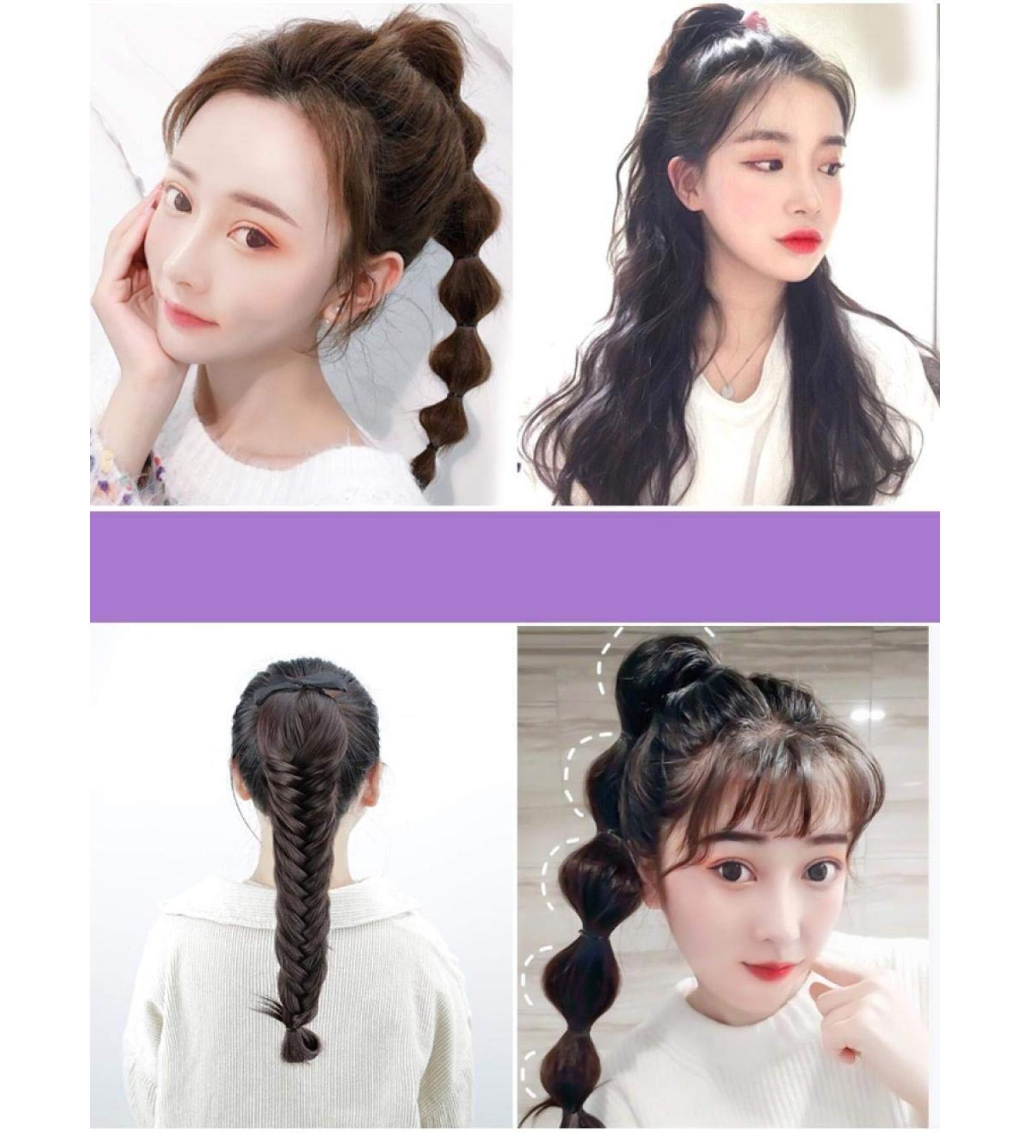 Bubble Wig Ponytail - Short Strappy Lantern Twist Double Ponytail for Women | Dark Brown Clip-In Hair Piece - Buy Online on GoSupps.com