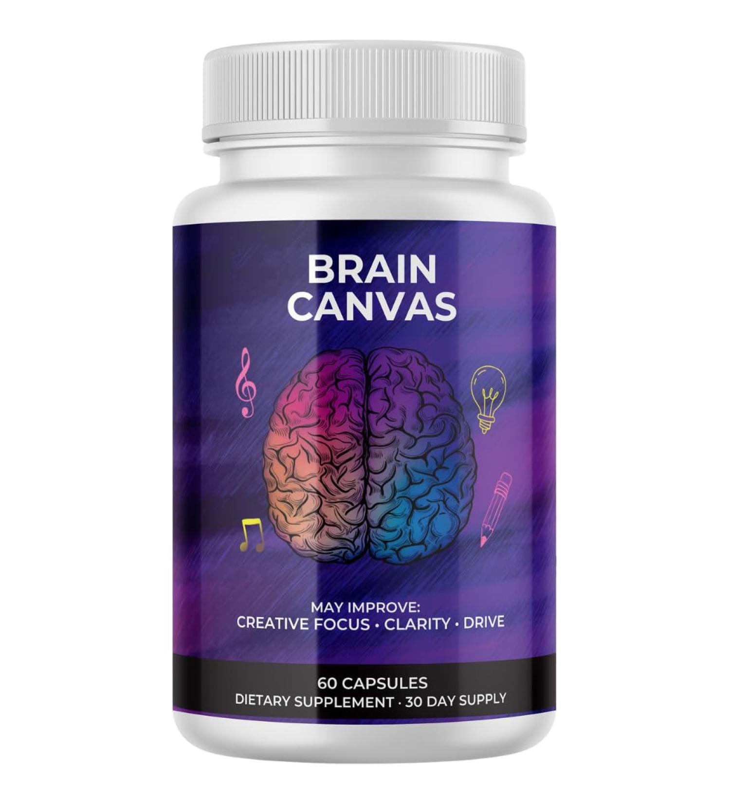 Brain Canvas Nootropic Brain Supplement for Creative Focus, Memory, Clarity & Drive Vitamin & Herbal Complex 60 Veggie Capsules, 30 Day Supply - Buy Online on GoSupps.com