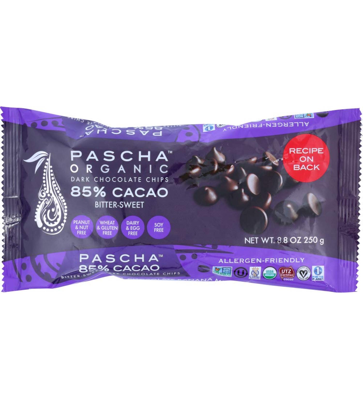 Pascha 85% Cacao Chocolate Baking Chips - 8.8 oz | Vegan & Organic - Buy Online on GoSupps.com