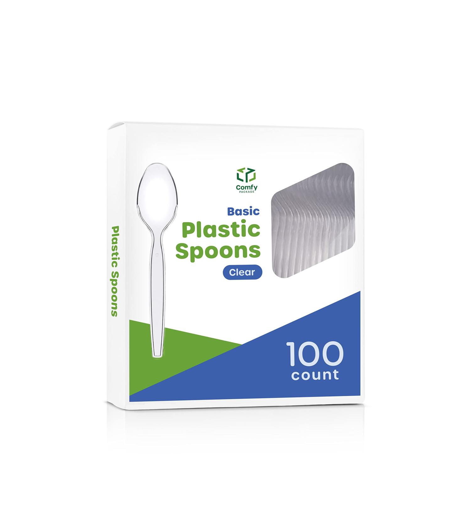 100 Pack Heavy Duty Disposable Clear Teaspoons - Basic Plastic Spoons - Buy Online on GoSupps.com