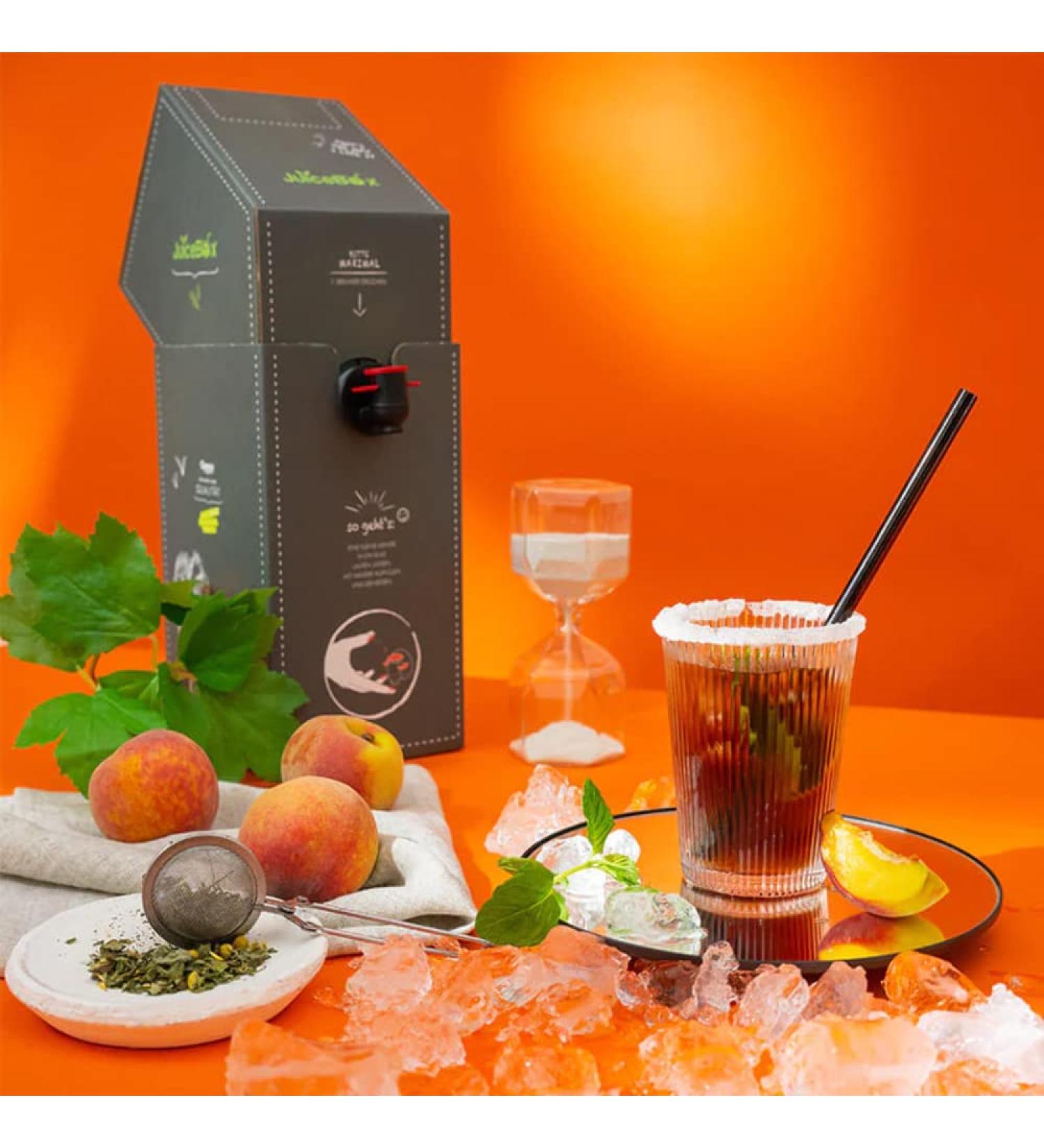 JuiceBox Syrup Iced Tea Peach - 2L Makes 22L | Vegan Delicious & Sustainable Beverage - Buy Online on GoSupps.com