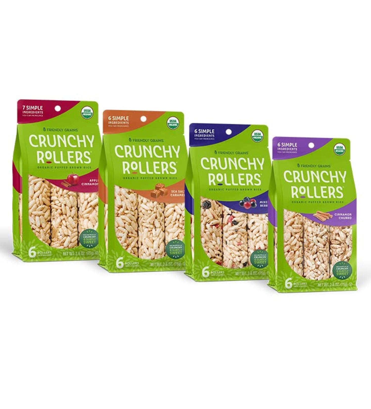Friendly Grains Organic Rice Snacks - Crunchy Rollers Variety Pack (4 packs of 6) - Assorted Flavors - Buy Online on GoSupps.com