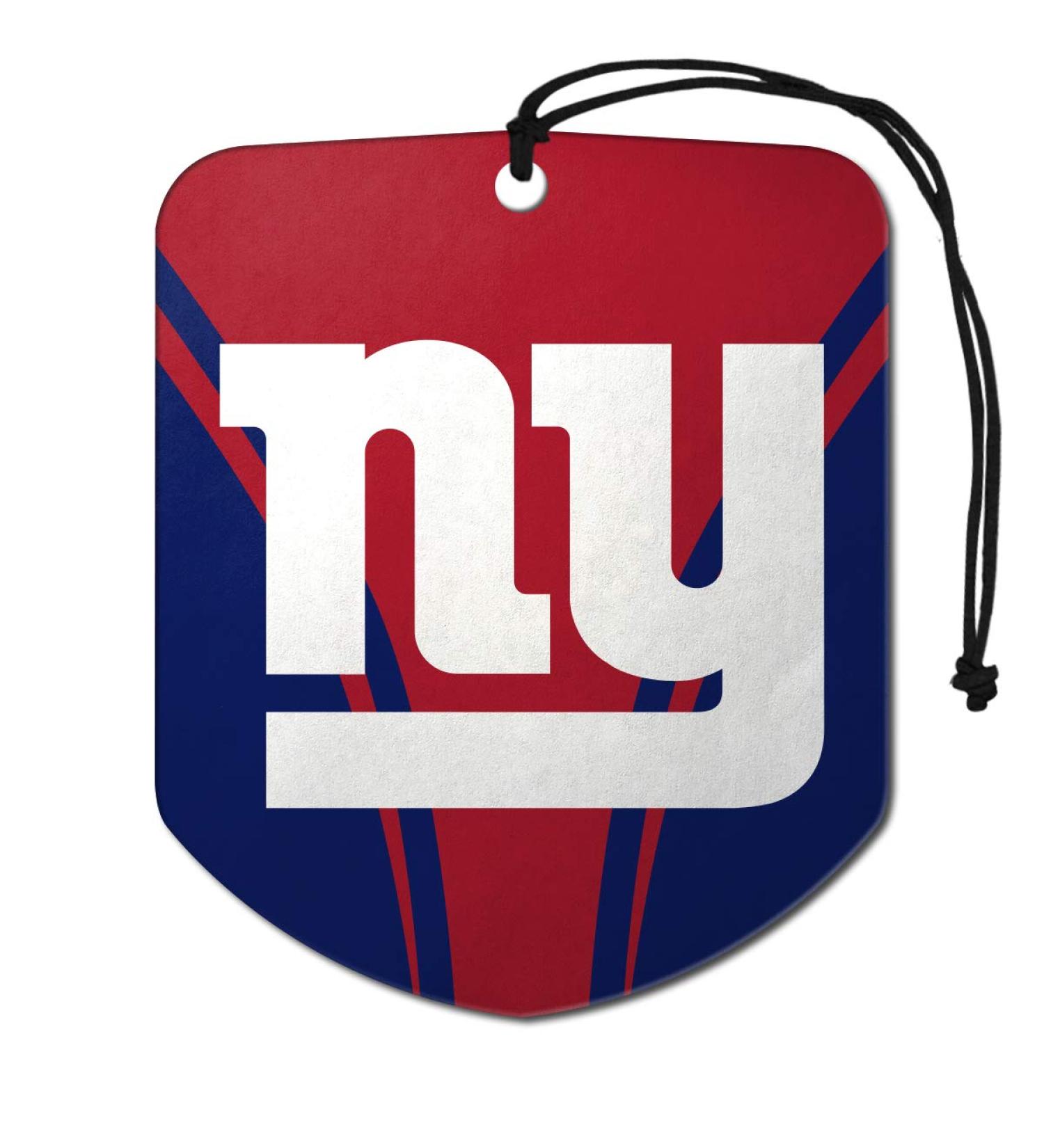 FANMATS 61579 NFL New York Giants Hanging Car Air Freshener, 2 Pack, Black Ice Scent, Odor Eliminator, Shield Design with Team Logo