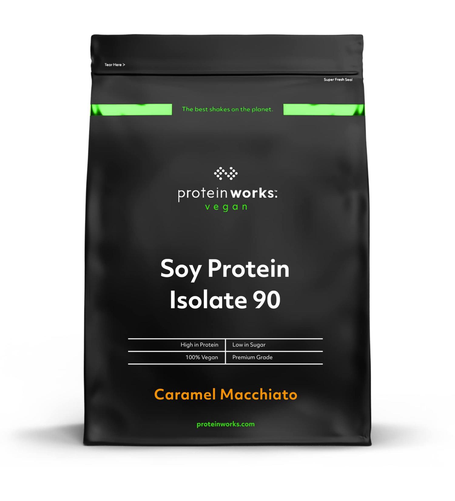 The Protein Works Soy Protein Isolate Powder - 100% Plant-Based | Low Fat | No Added Sugar | Gluten-Free | Caramel Macchiato Flavor - 2kg - Buy Online on GoSupps.com