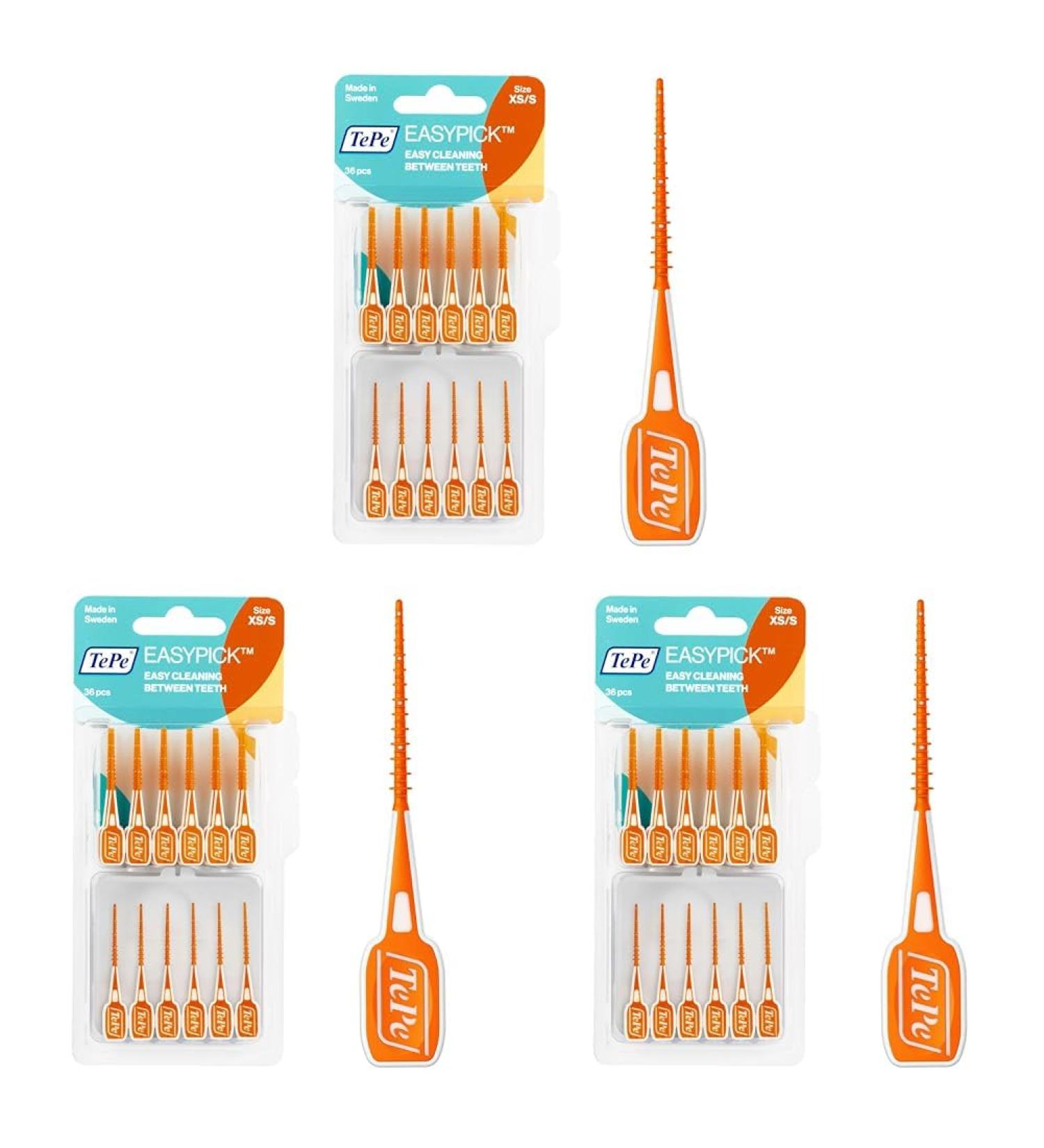 Buy Tepe Easypick Dental Stick XS/S - 36 Pieces with Pocket Case | Easy Daily Dental Care On-the-Go - Orange (Pack of 3) - Buy Online on GoSupps.com