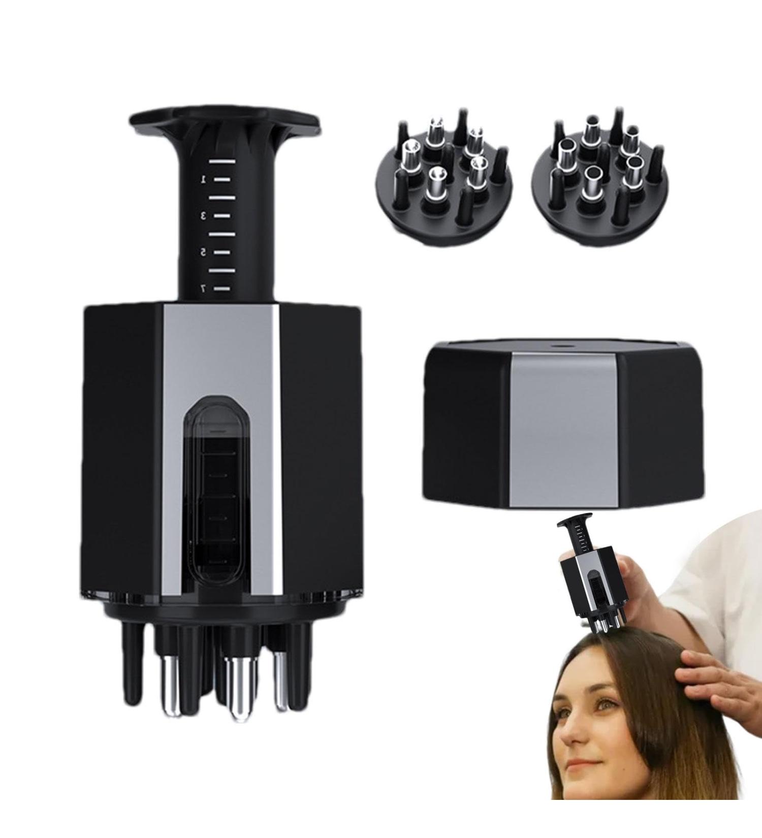 Hair Oil Applicator & Scalp Massager Brush | Portable Head Massage Tool for Home & Travel - Black Version - Buy Online on GoSupps.com