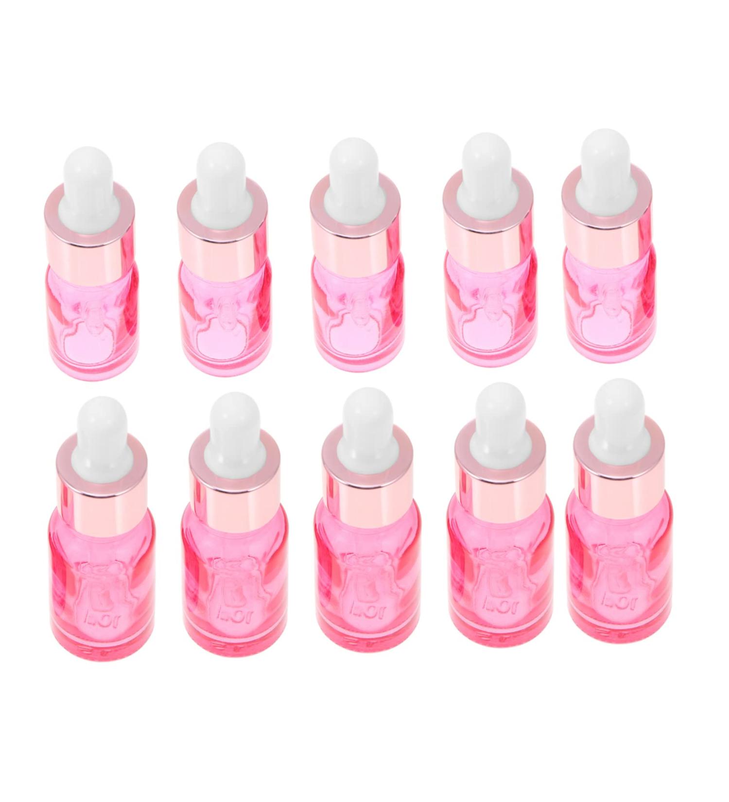 10pcs Pink Essential Oil Sample Bottles - Glass Dropper Vials for Travel & Cosmetics | Perfect for Perfume & Essential Oils - Buy Online on GoSupps.com