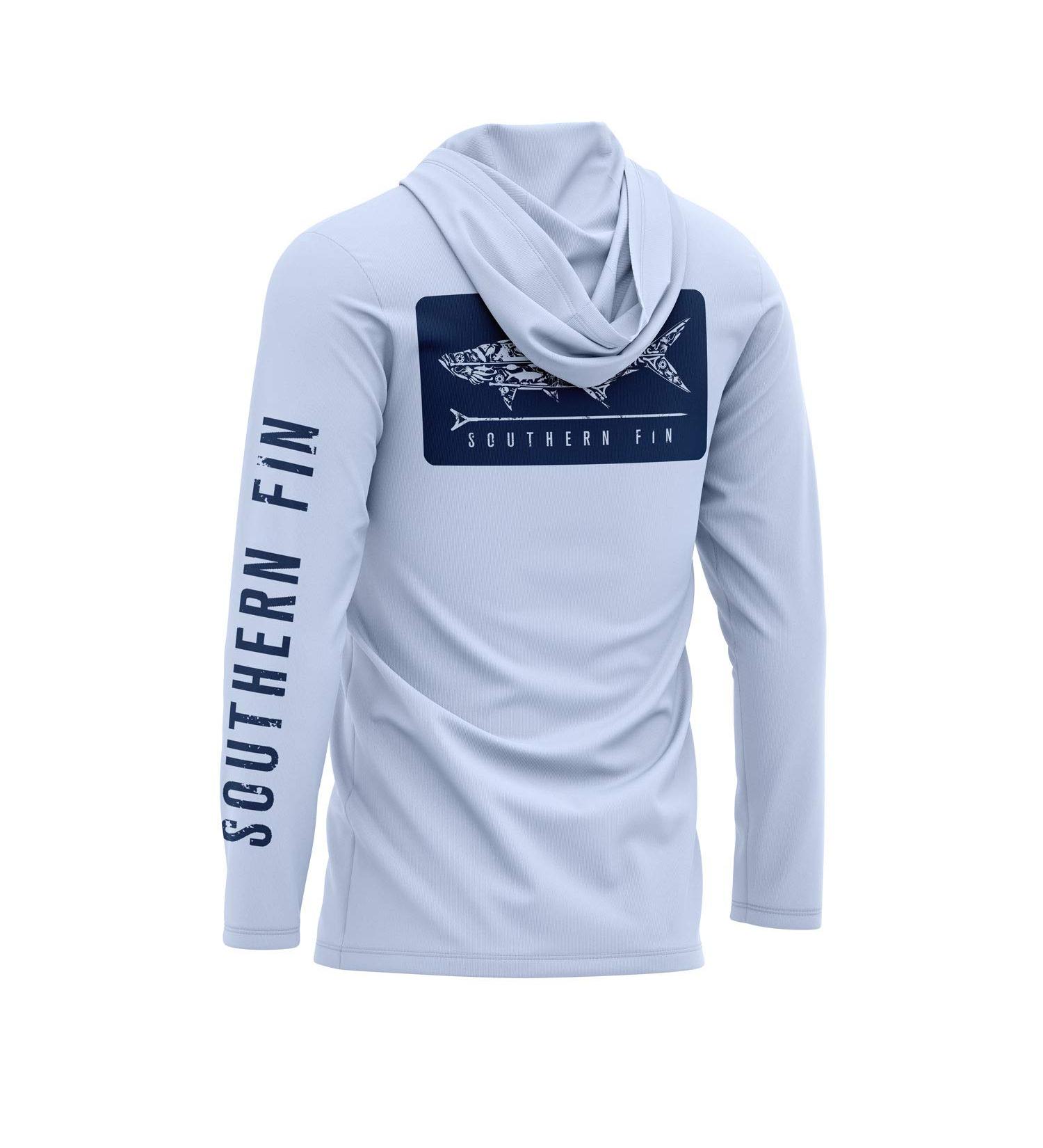 UPF 50+ Lightweight Performance Fishing Hoodie Shirt with Hood - Large, Arctic Blue - Buy Online on GoSupps.com