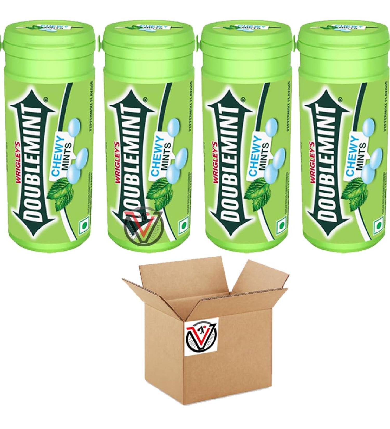 VIMIX Doublemint Peppermint Flavour Chewing Gum 13g Sticks Lemonmint Flavour Chewy Mints Tube 30.4g - Mints For Instant Freshness (04 x Doublemint Peppermint Tube)