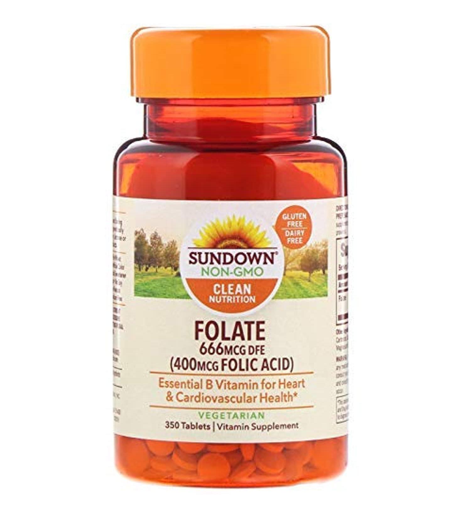 Sundown Folic Acid 400mcg 350 Count - Essential Vitamin for Health and Wellness - Buy Online on GoSupps.com