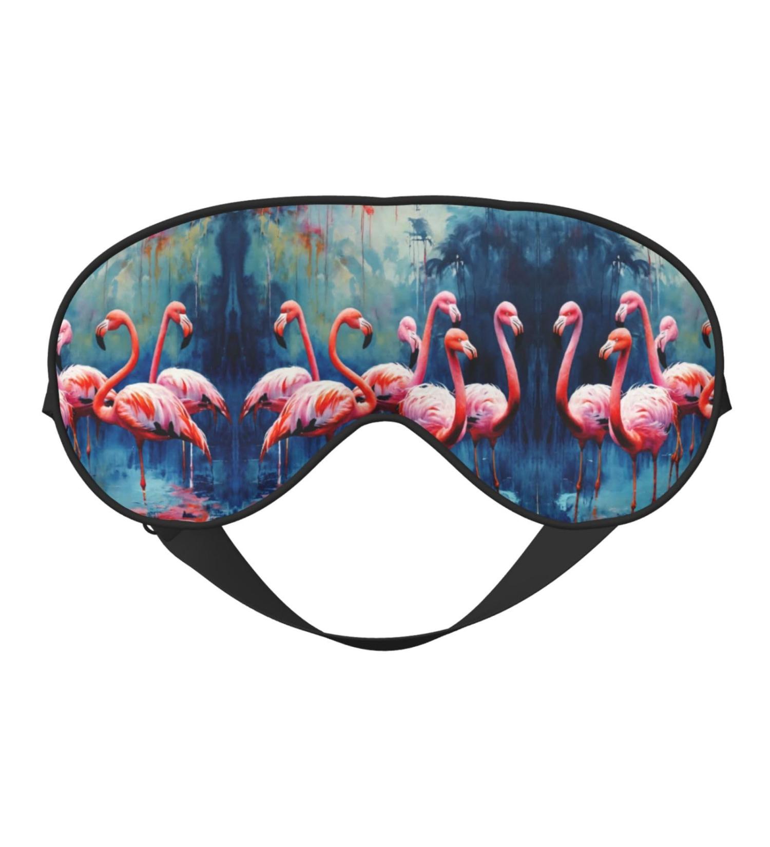 Many Flamingoes Painting Print Eye Mask - Soft Comfortable Light-Blocking Sleep Mask | Unisex Travel Essential - Buy Online on GoSupps.com