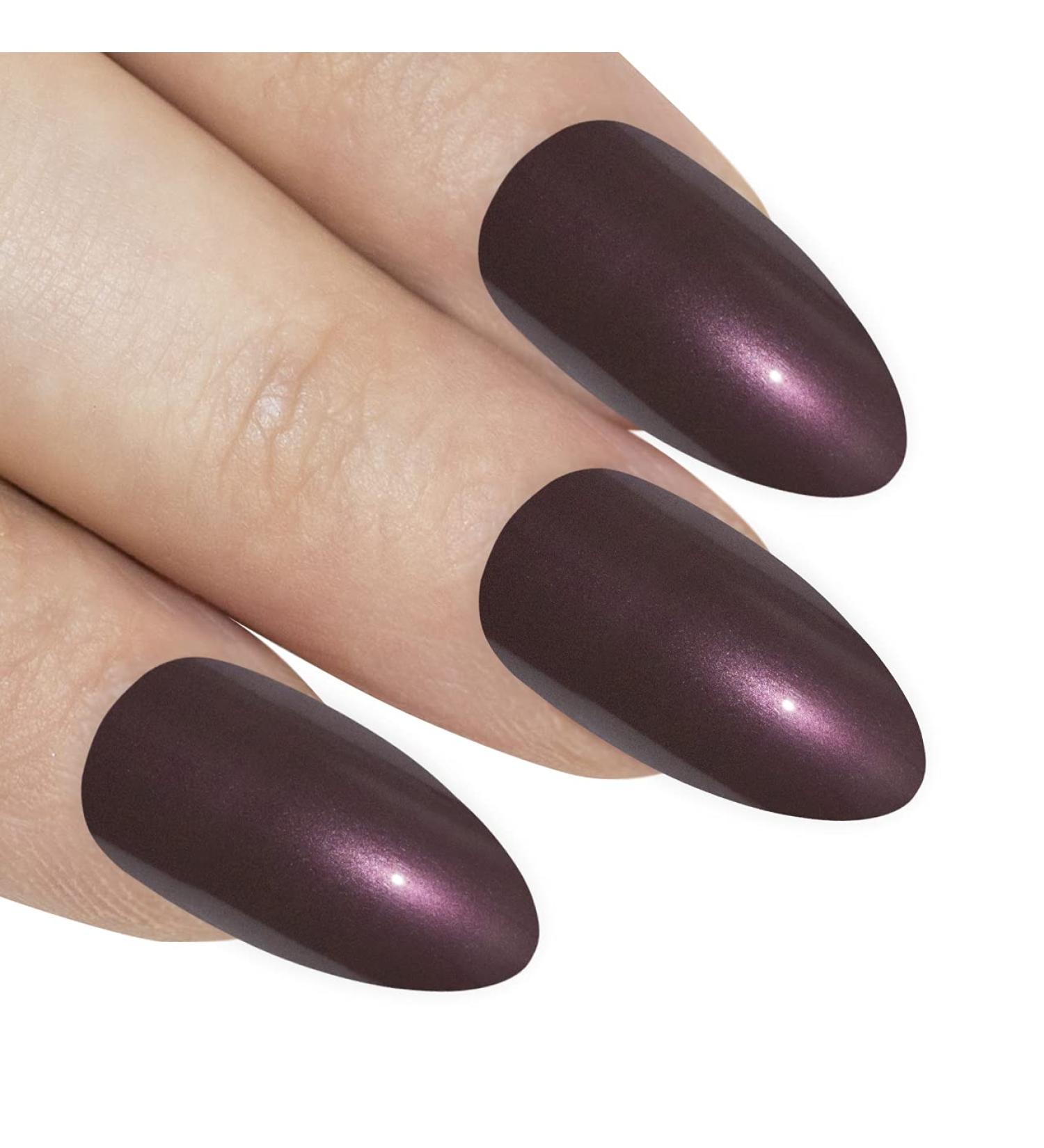 Buy Brown Glitter Almond Stiletto False Nails | Bling Art Long Acrylic Tips for Stunning Nail Art - Shop Internationally - Buy Online on GoSupps.com