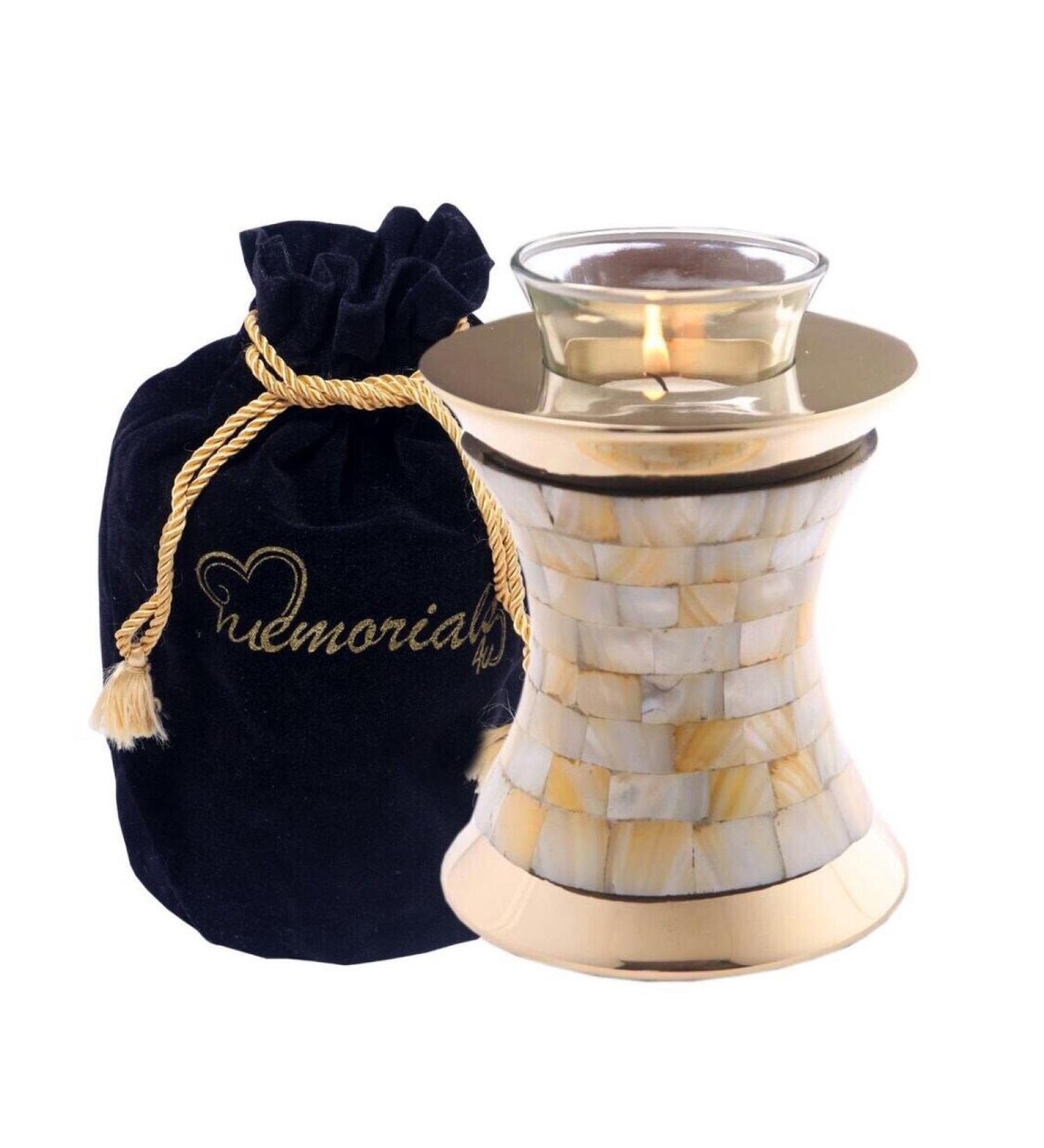 Mother of Pearl Tealight Urn - Small Keepsake Candle Urn for Ashes - MEMORIALS 4U - Buy Online on GoSupps.com