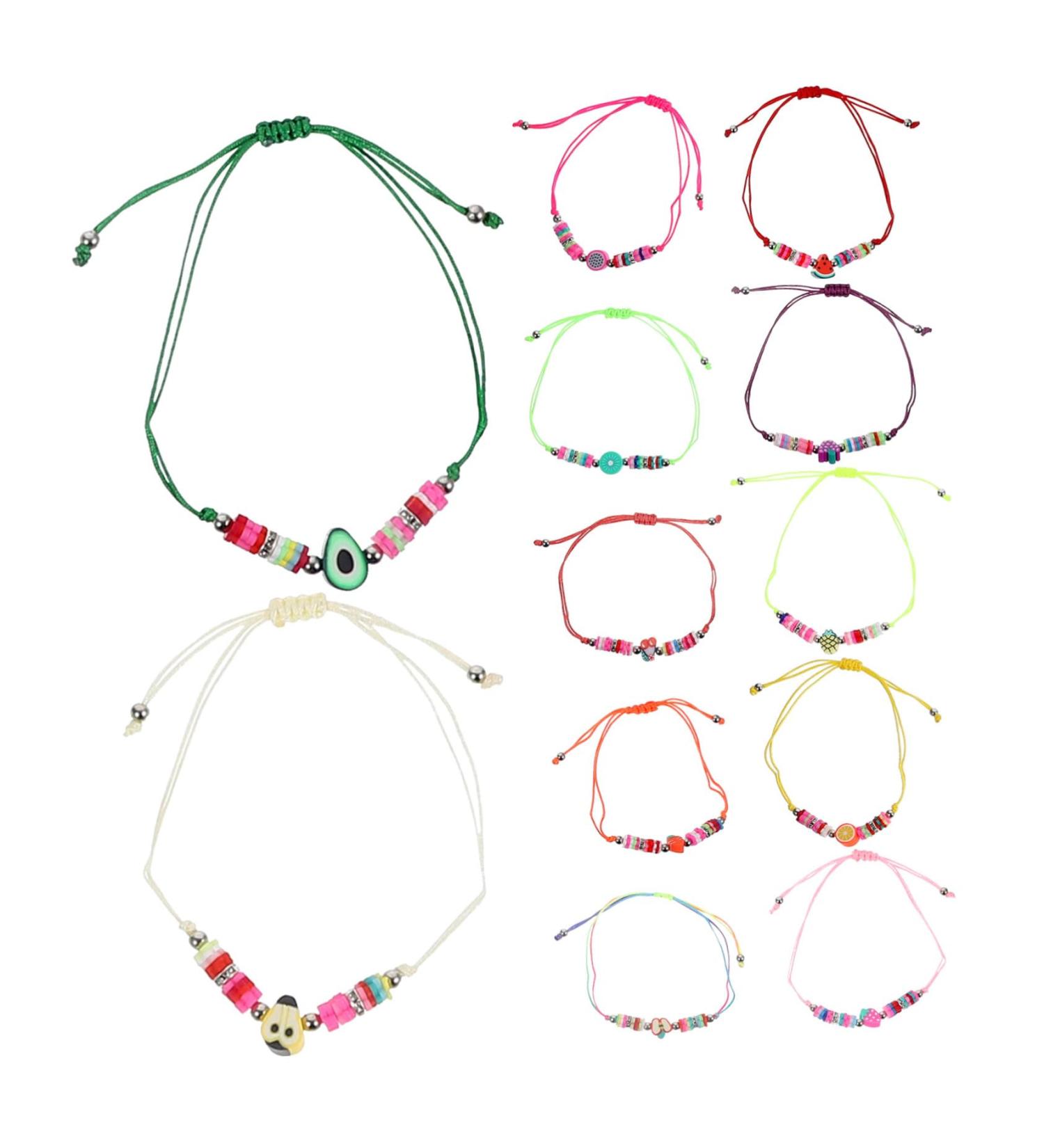 KONTONTY 12pcs Dragon Fruit Bracelet Charms Bracelet Beaded Bracelets Braided Bracelet Women Wrist Jewelry Bracelets Layering Clay Beads Summer Beach Bracelet Bohemia Girl Friendship - Buy Online on GoSupps.com
