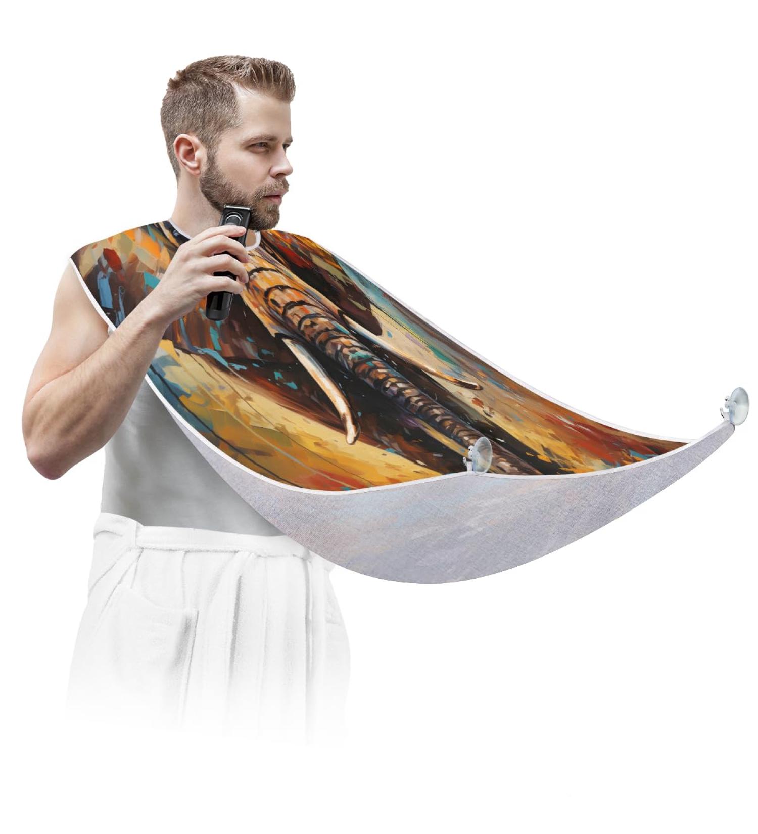 Shop Colorful Paint Elephant Beard Bib Apron - Best Beard Hair Catcher for Men | Perfect Father's Day & Christmas Gifts - Buy Online on GoSupps.com