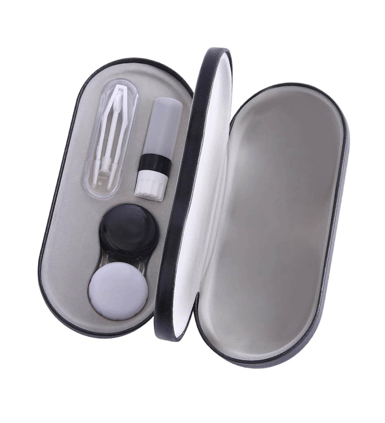 Fenteer Dual Glasses Case - Hard Contact Lens Box in Black and White | Stylish Durable Storage for Glasses & Contacts - Buy Online on GoSupps.com