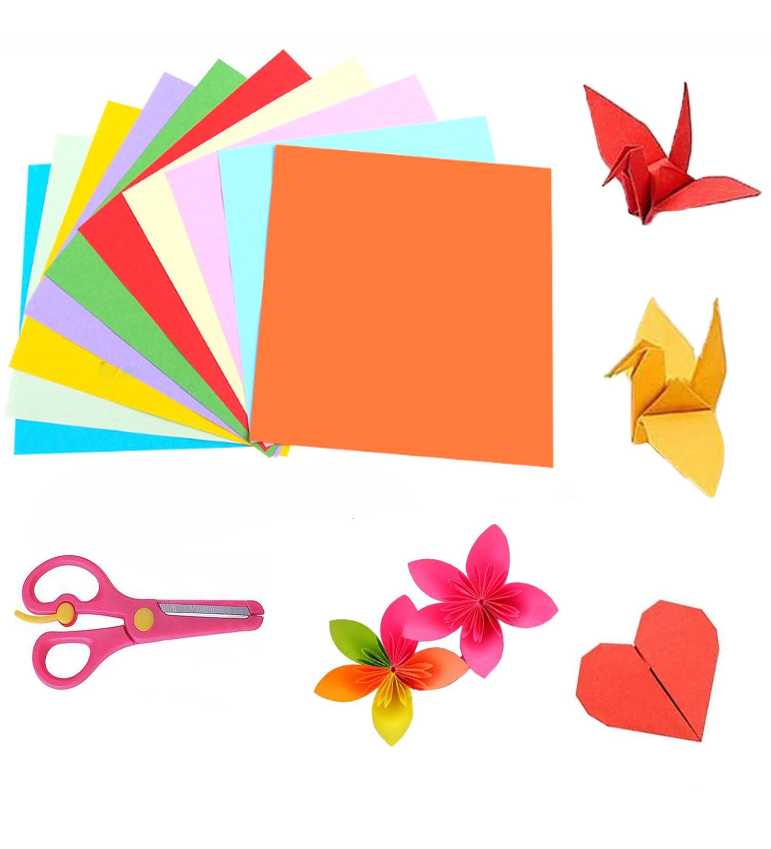 Origami Paper Kit - 100 Sheets, 8x8 inch, Double Sided Color, 10 Vivid Colors - Large Folding Origami Paper for DIY Crafts - Buy Online on GoSupps.com