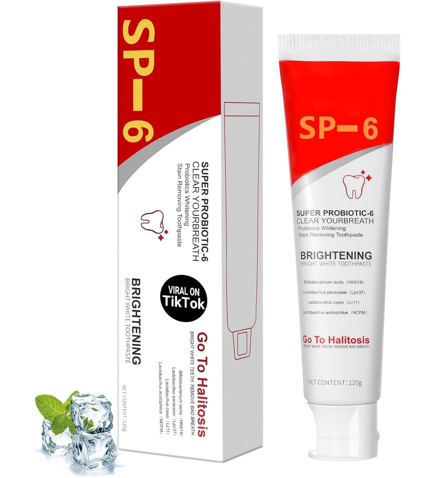SP-6 Ultra Whitening Toothpaste - Brightening Oral Probiotic for Stain Removal Fresh Breath & Dental Health | 4.2 oz (Pack of 1 - Buy Online on GoSupps.com