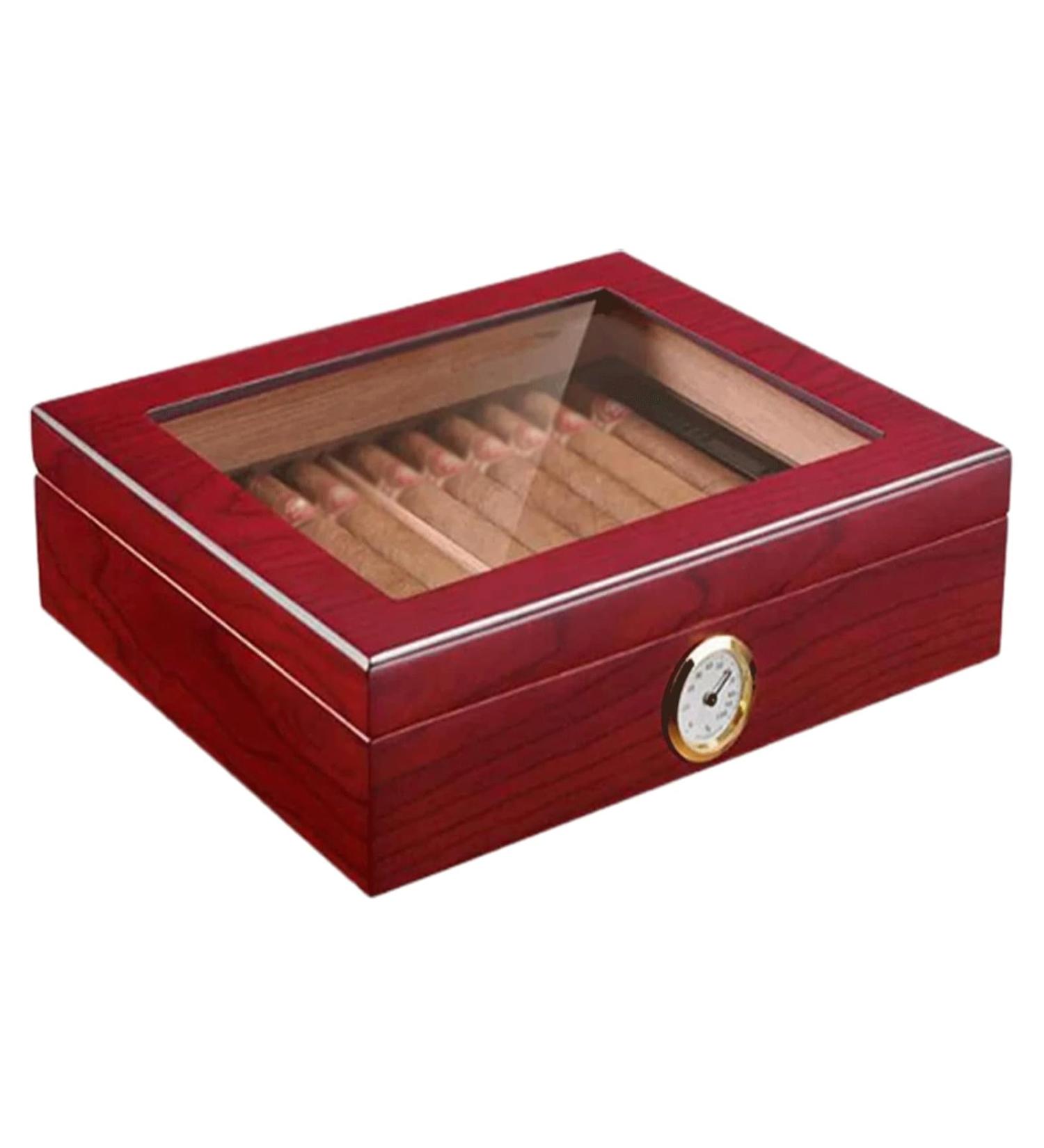 Cigar Boxs Humidors Cigars Case Glass Top Cigar Desktop Box Cehumidors Men's Cigar Humidor Cigar Box with Humidifier and Hygrometer - Buy Online on GoSupps.com