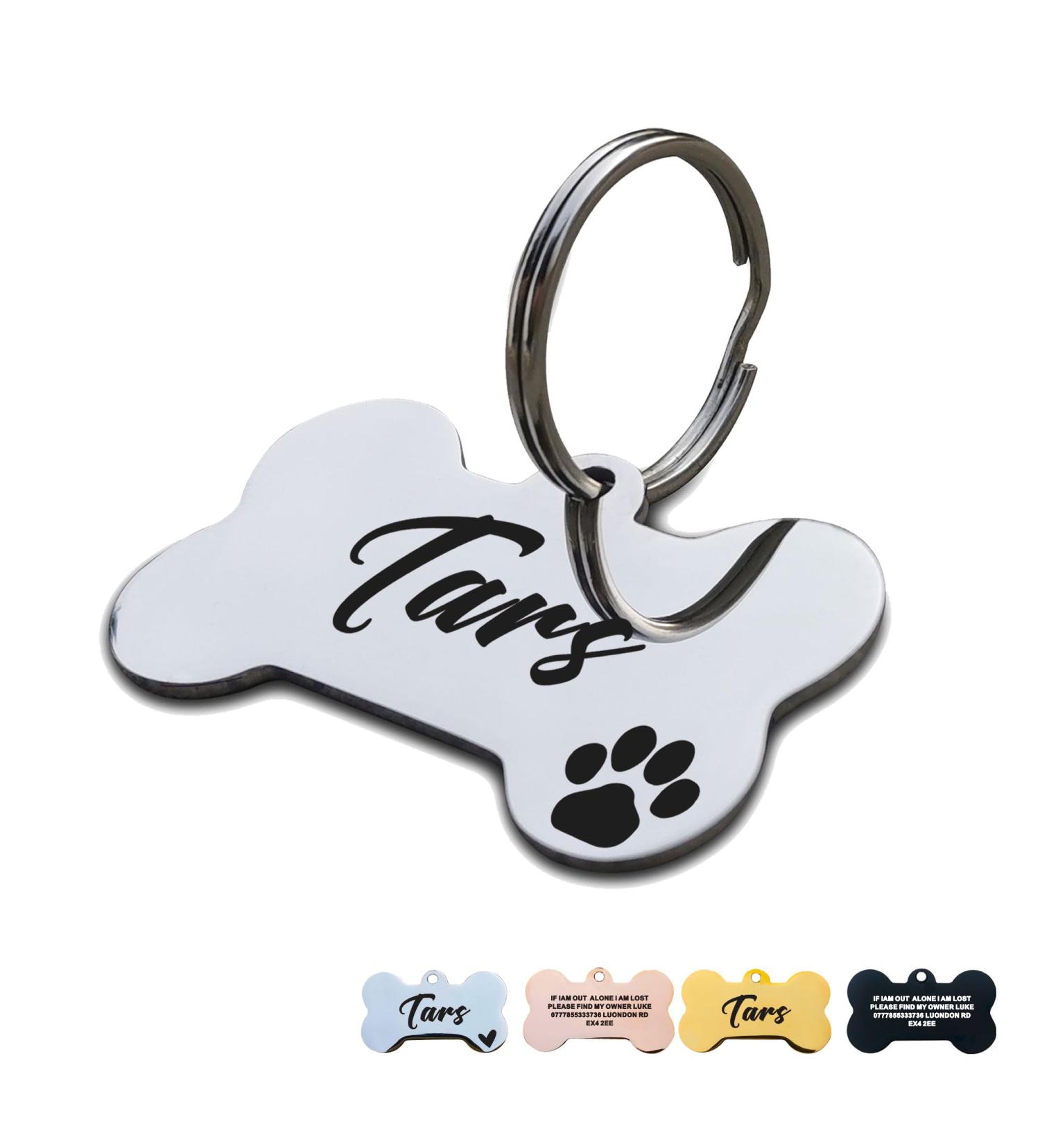 Personalised Dog Tags for Pets Engraved UK Dog Tag ID Tags for Dog Double-Sided Engraved Stainless Steel Dog Tag ID Name Tag for Cat Puppy Pet Collar Dog Name Tags(Silver Bone S) Silver Bone S - Buy Online on GoSupps.com