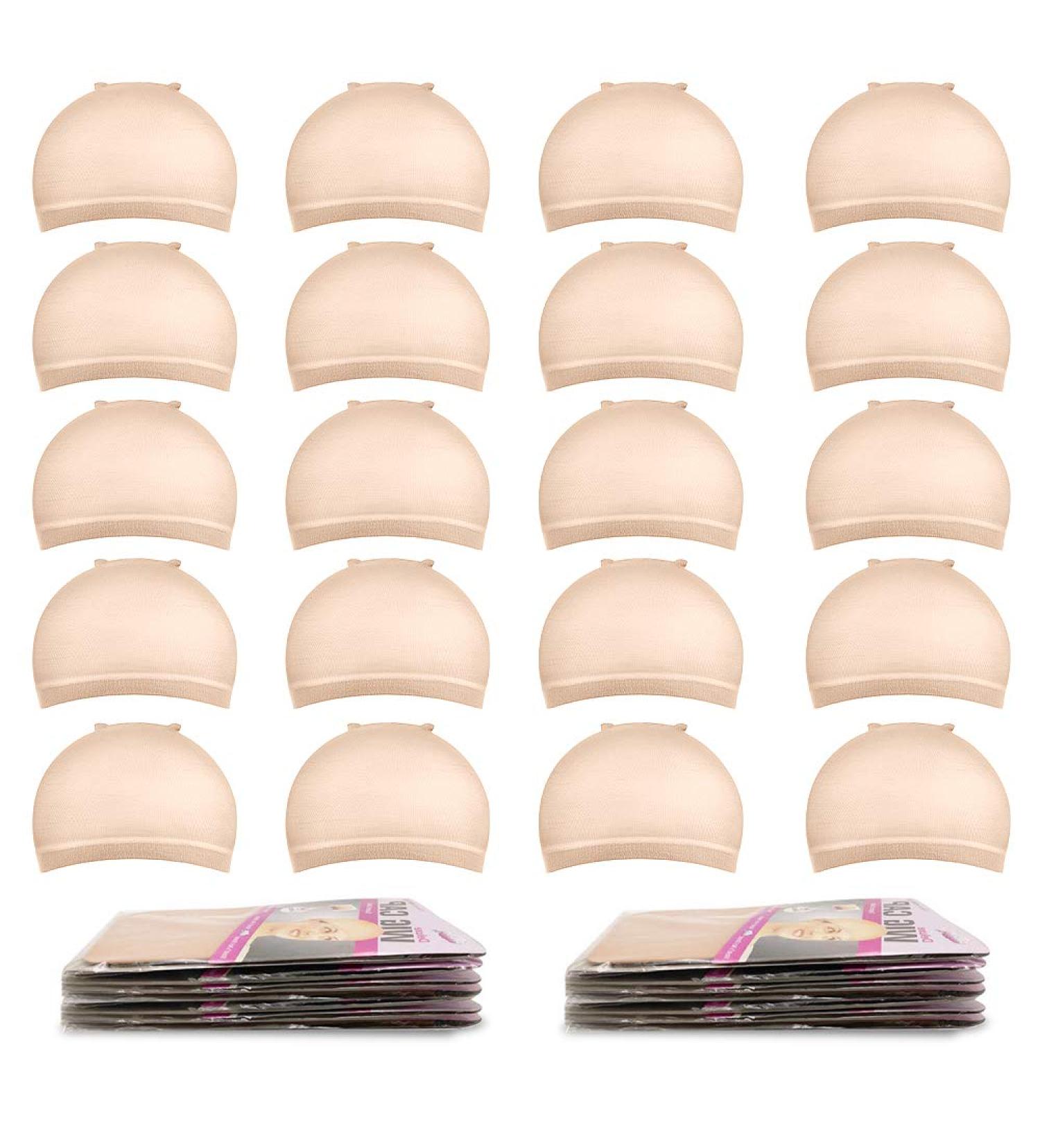 Morgles Beige Wig Caps - 20 Stretchable Nylon Caps for Men & Women | Natural Skin Colors Perfect for Wigs - Buy Online on GoSupps.com