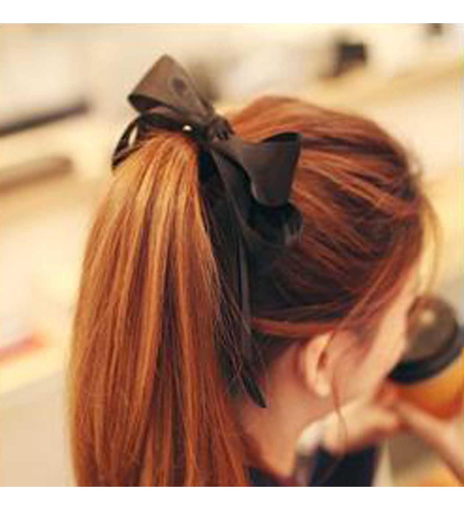 Wendalern Bow Ribbon Hair Holder Black Silk Bow Hair Scrunchies Satin Bow Hair Rope Band Ponytail Holder Bowknot Elastic Hair Ropes Ribbon Hair Tie Bows Hair Accessories for Women and Girls - Buy Online on GoSupps.com
