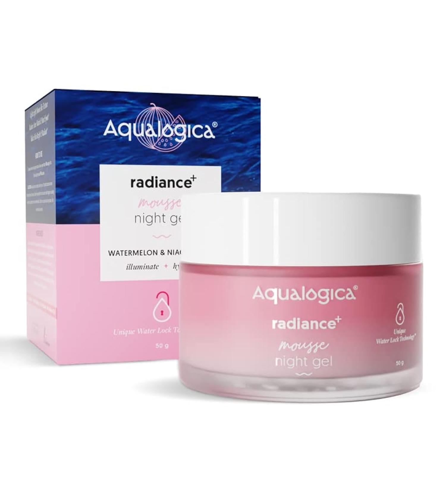 Aqualogica Radiance+ Mousse Niacinamide Night Gel with Watermelon - Light Gel-based formula for Women & Men | Oily Skin -50g - Buy Online on GoSupps.com