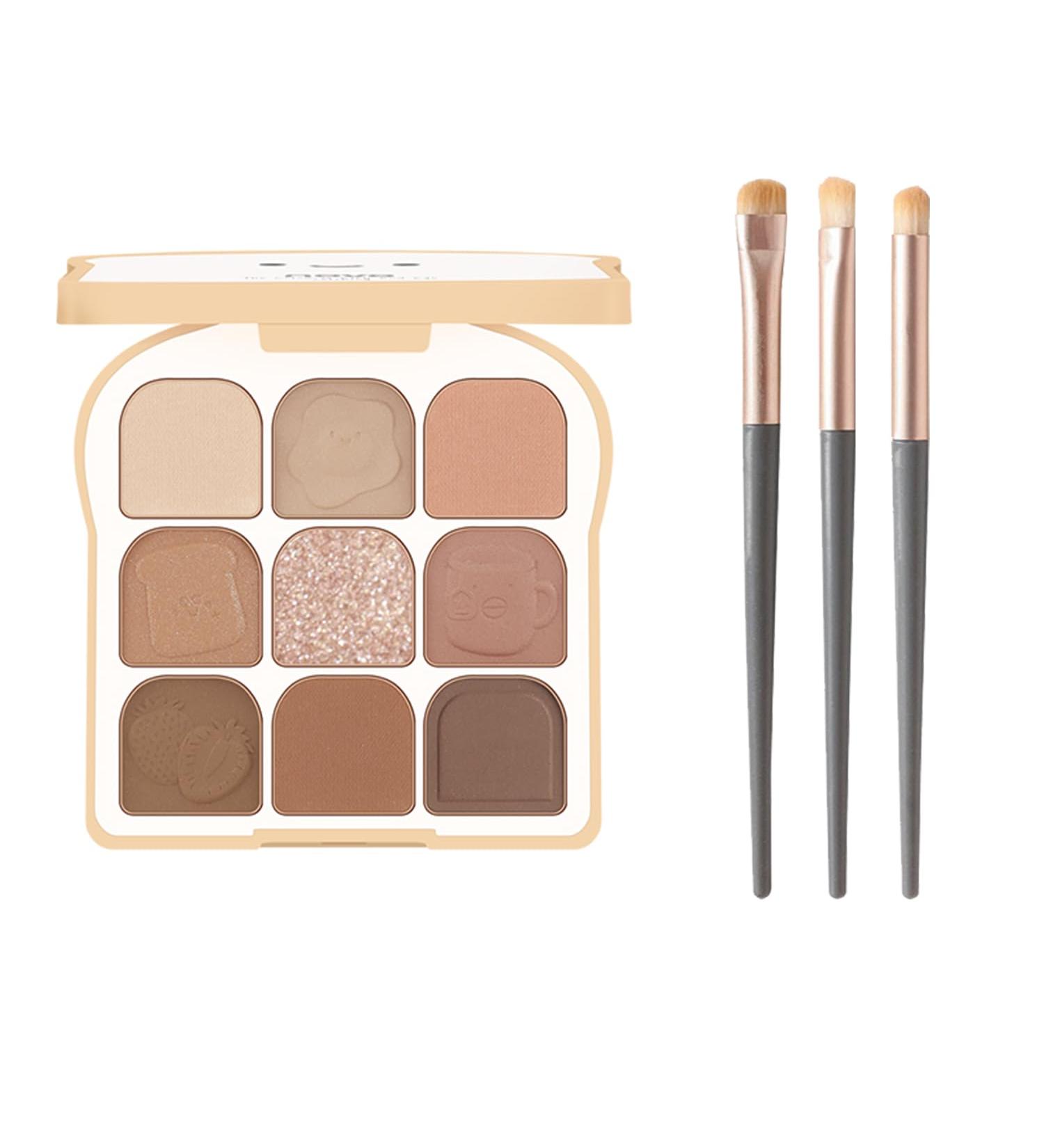 9 Colors Eyeshadow Palette Kit | Cute Toast Shaped Blush & Shimmer | Long-lasting Eye Makeup with Brushes | International Shipping Available - Buy Online on GoSupps.com