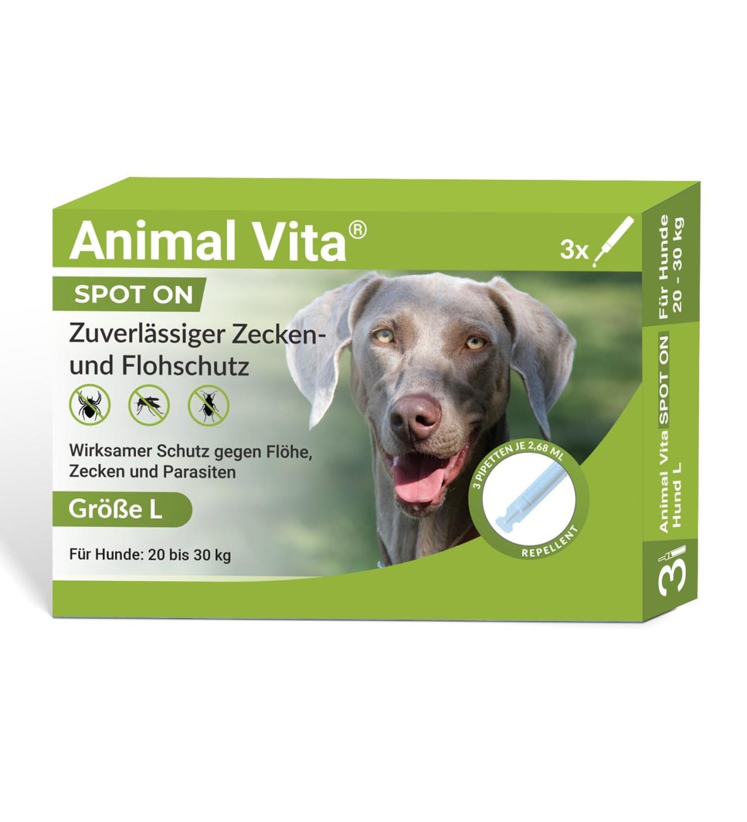 Animal Vita Spot On Tick Protection for Dogs | Reliable Tick & Flea Defense for Large Dogs (20-30kg) - Effective Ticking Agents - Buy Online on GoSupps.com