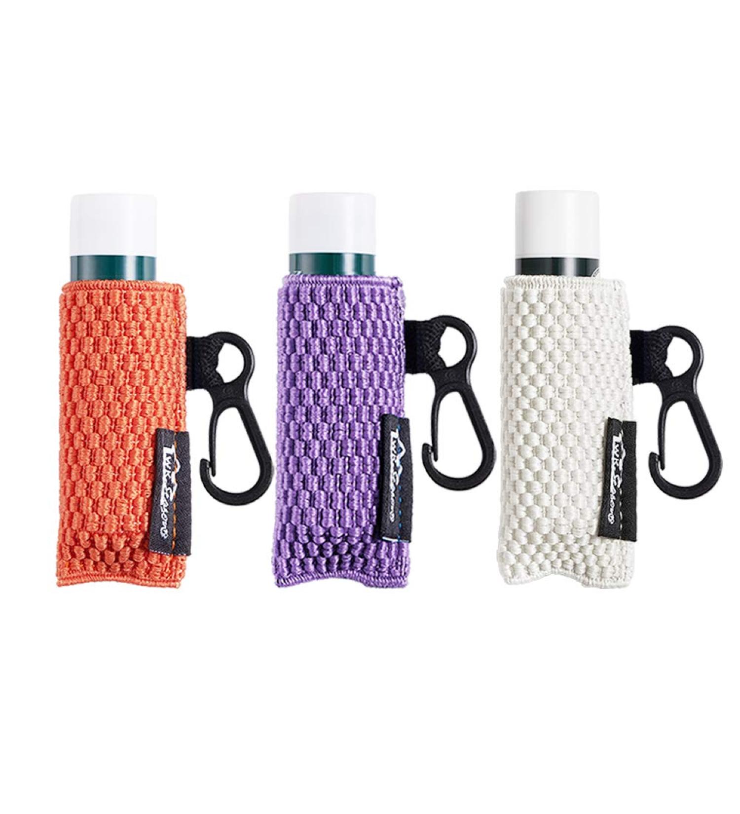 Lip Balm Holder Keychain Set - 3 Clip-on Chapstick Sleeves in Orange, Purple, Beige - Buy Online on GoSupps.com