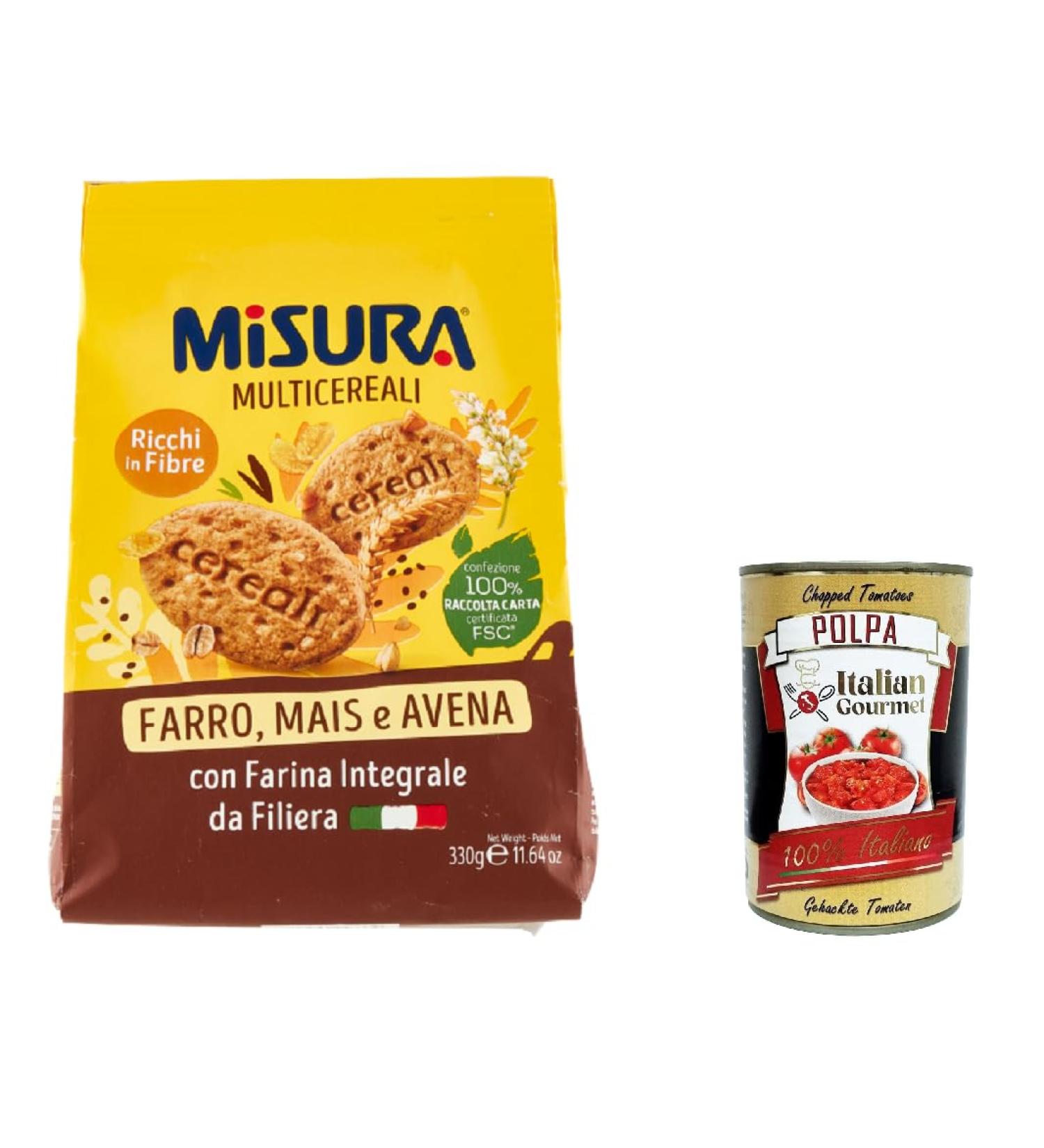  Italian Gourmet E.R. Misura Integrali Pack of 3 whole grain biscuits with crispy cereals 330g + Italian Gourmet Polpa 400g - Buy Online on GoSupps.com