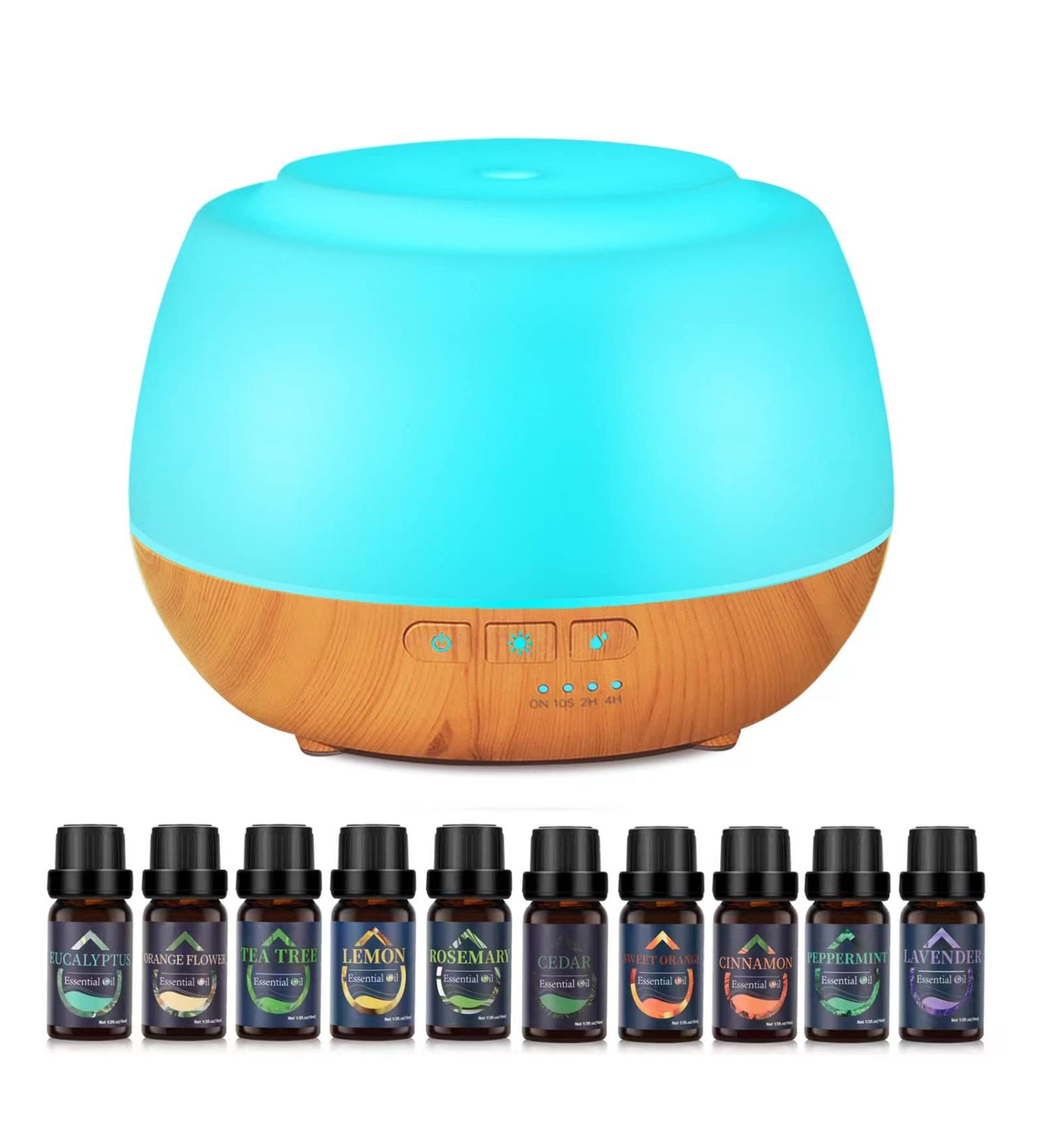500ml Aromatherapy Diffuser for Essential Oils - Includes 10 Oils Noiseless 23dB BPA-Free 7 LED Colors 4 Timers & Auto Shutdown - Buy Online on GoSupps.com
