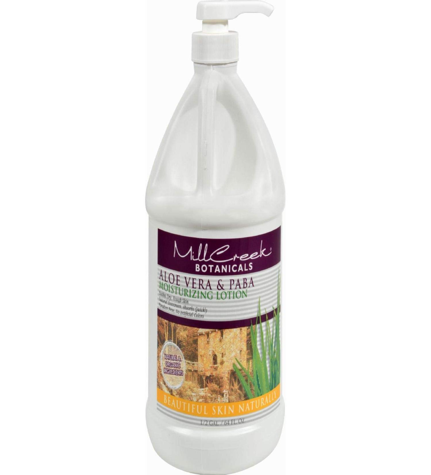 Mill Creek Botanicals Aloe Vera & PABA Moisturizing Lotion - 64 Oz | Hydrating Skin Care for All Skin Types | International Shipping Available - Buy Online on GoSupps.com