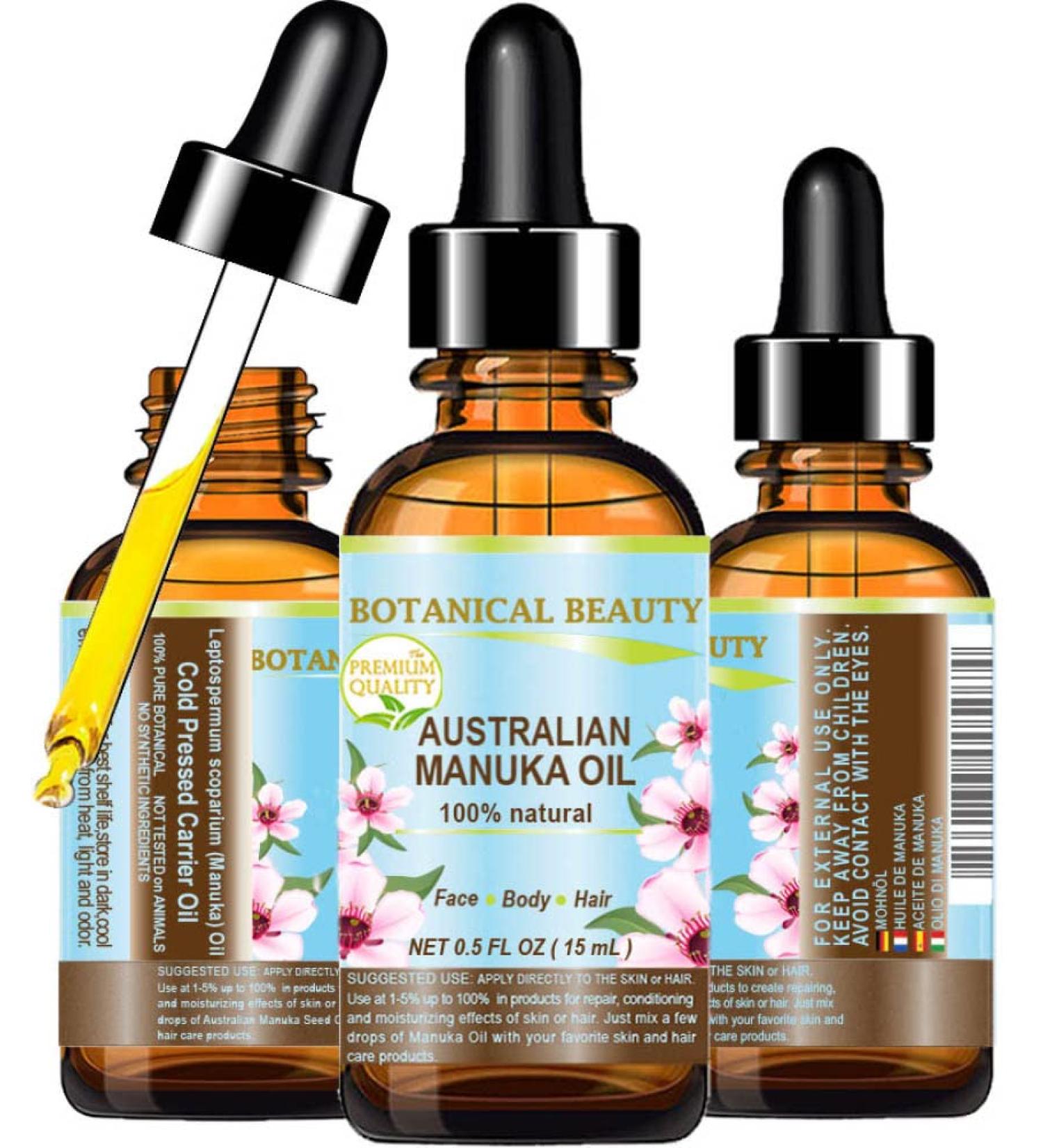 Buy 100% Pure Manuka Oil - Cold Pressed Virgin Carrier Oil for Skin Hair & Nails - 0.5 Fl. oz by Botanical Beauty - Buy Online on GoSupps.com