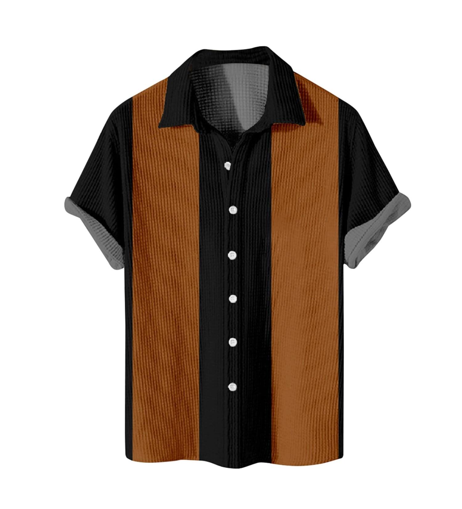 Men's Hawaii Shirt - Revers Striped Print Summer Short Sleeve T-Shirt | Casual Beach & Leisure Wear | Funky Army Green Western Shirt - Buy Online on GoSupps.com